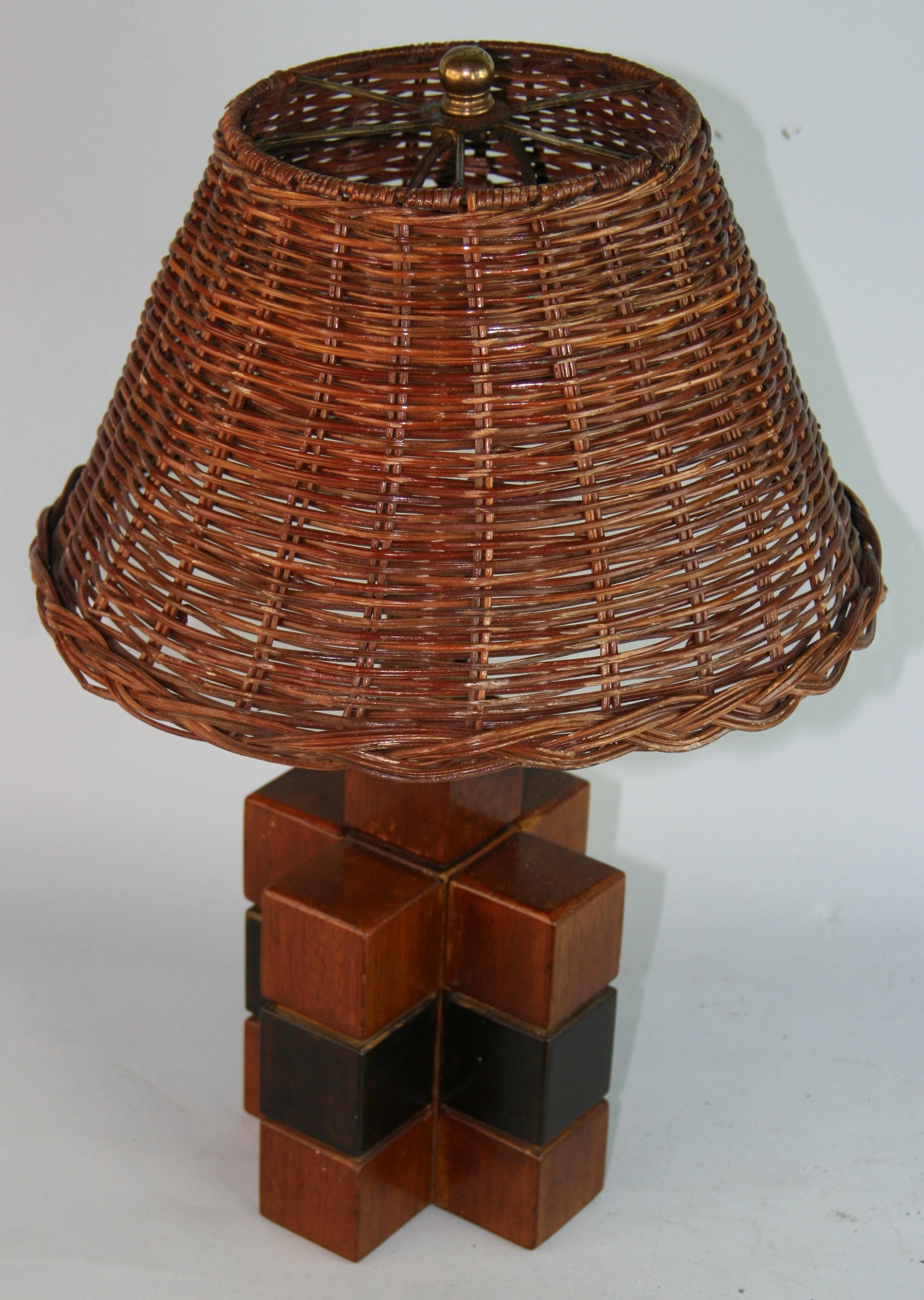 Scandinavian Pair Lamps with Wicker Shades 1960's 3