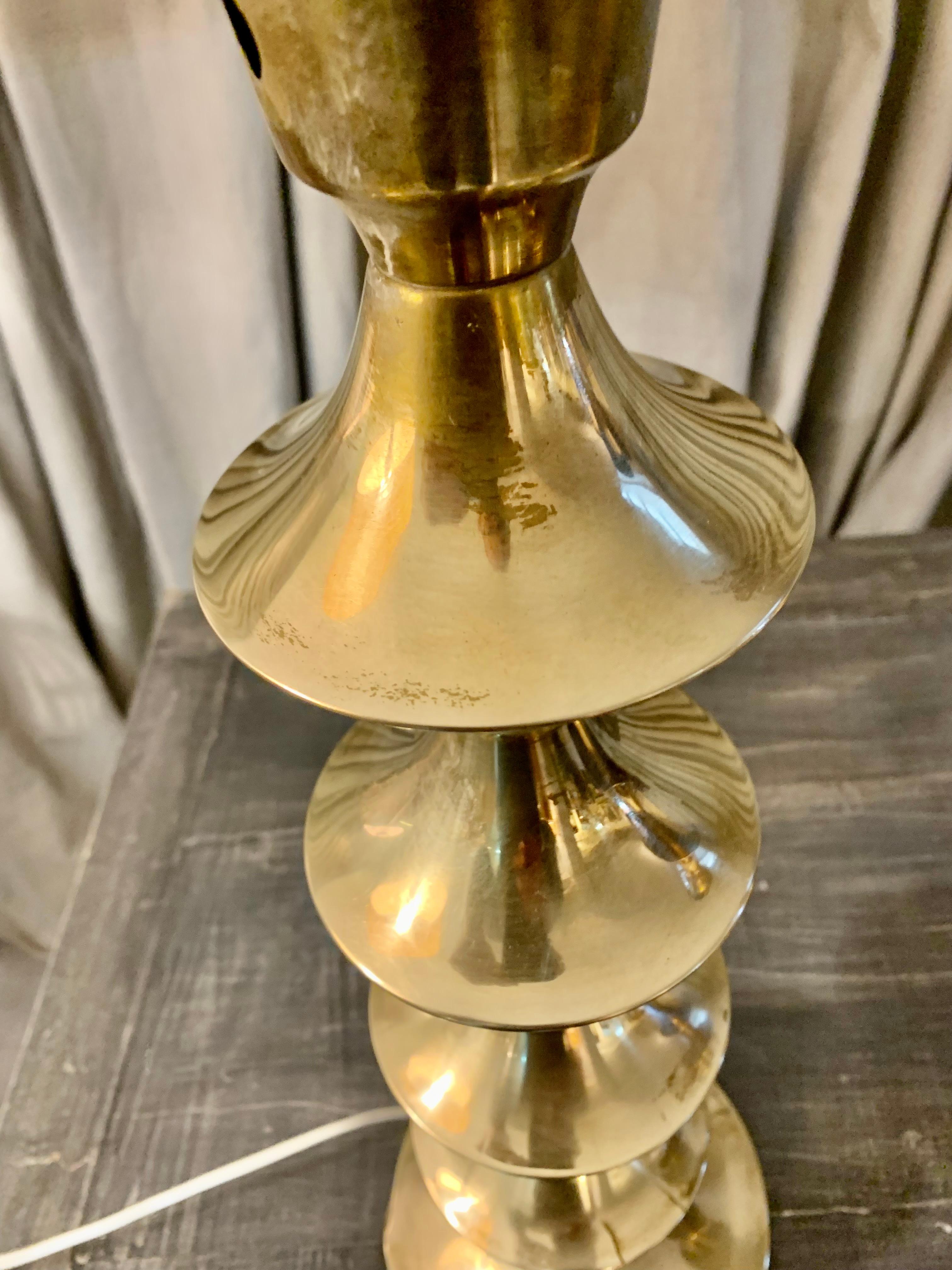 Scandinavian Pair Modern Vintage Brass Table Lamps For Sale 12