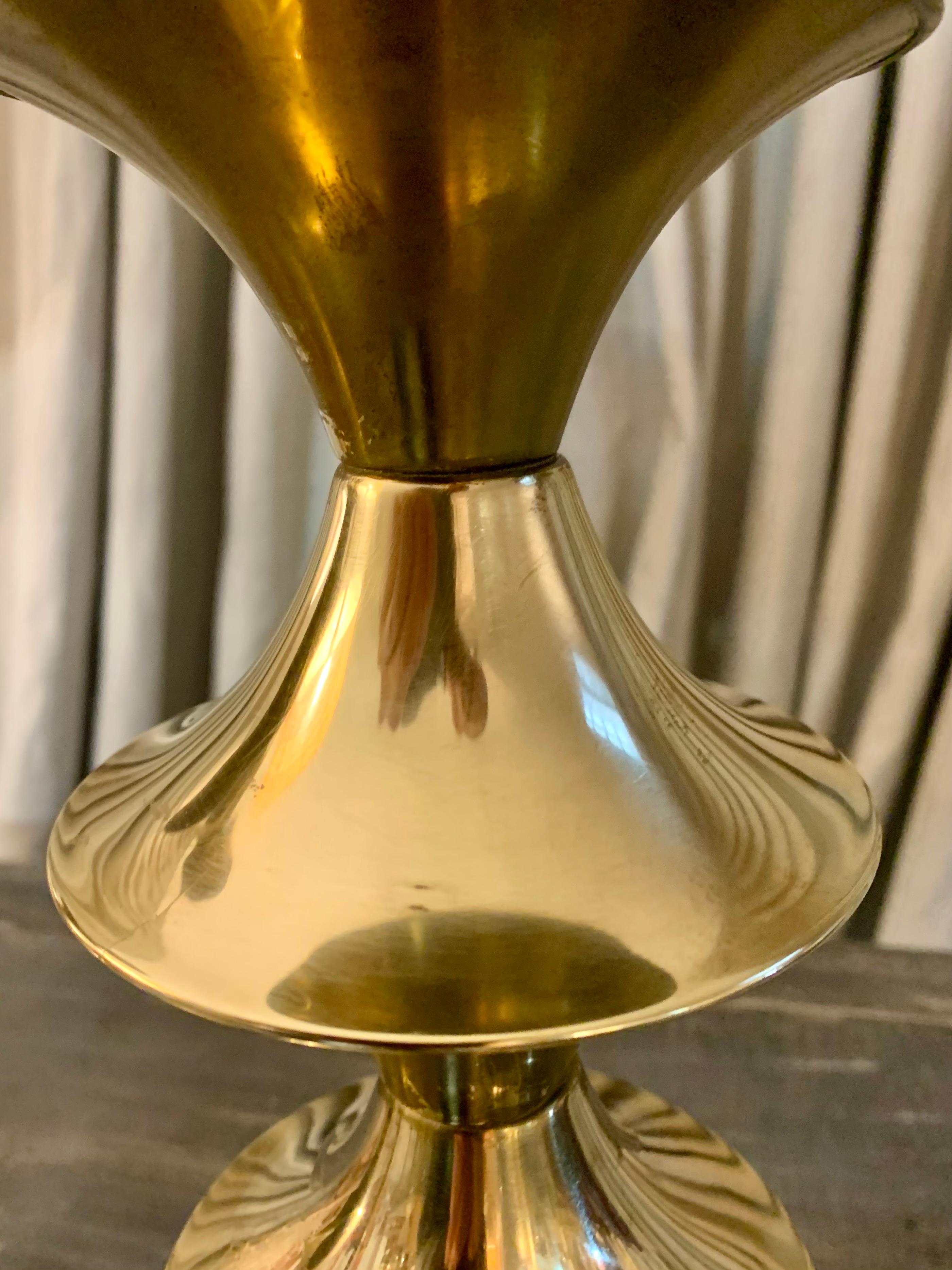 Scandinavian Pair Modern Vintage Brass Table Lamps For Sale 13