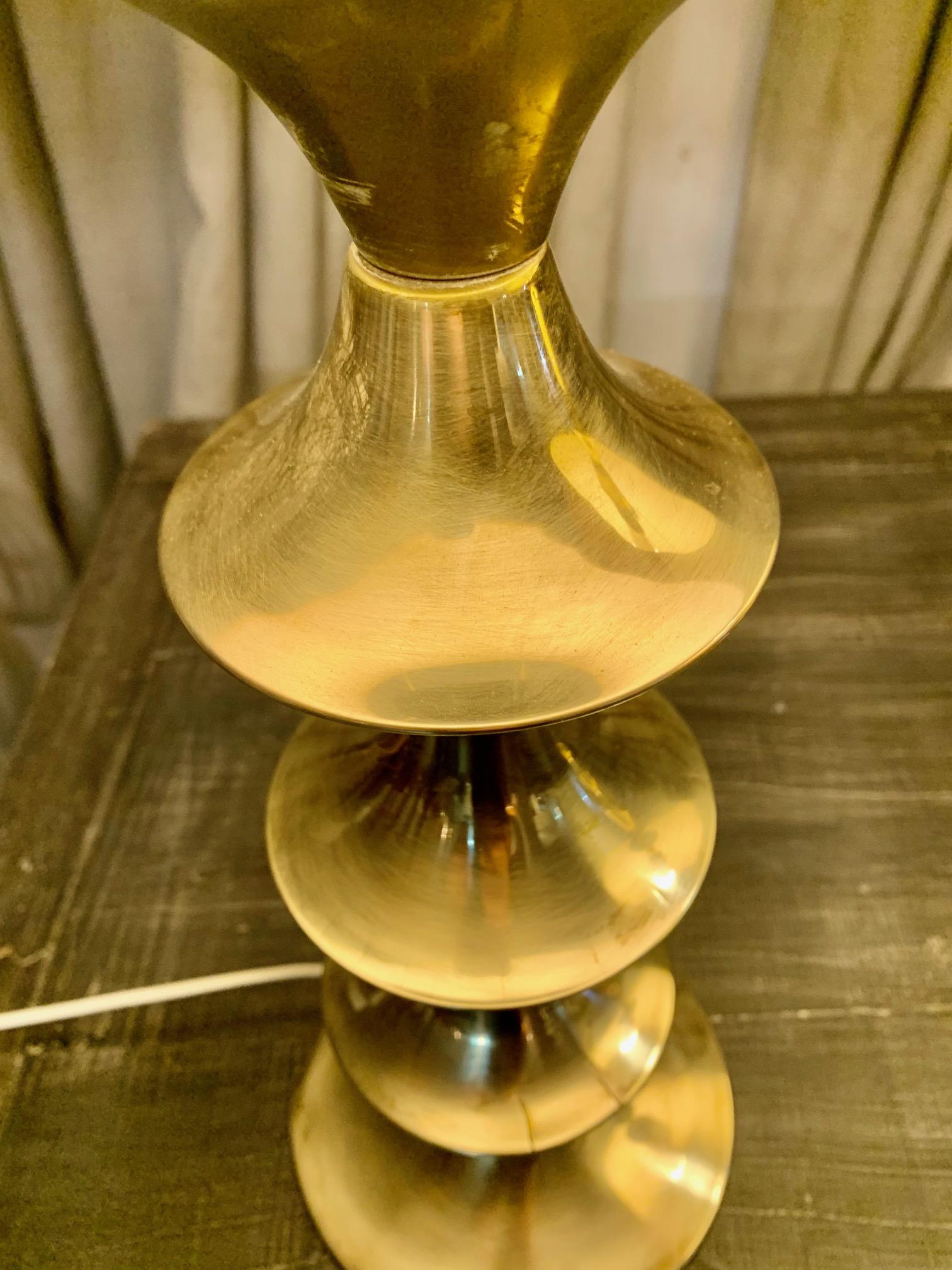 Scandinavian Pair Modern Vintage Brass Table Lamps For Sale 2