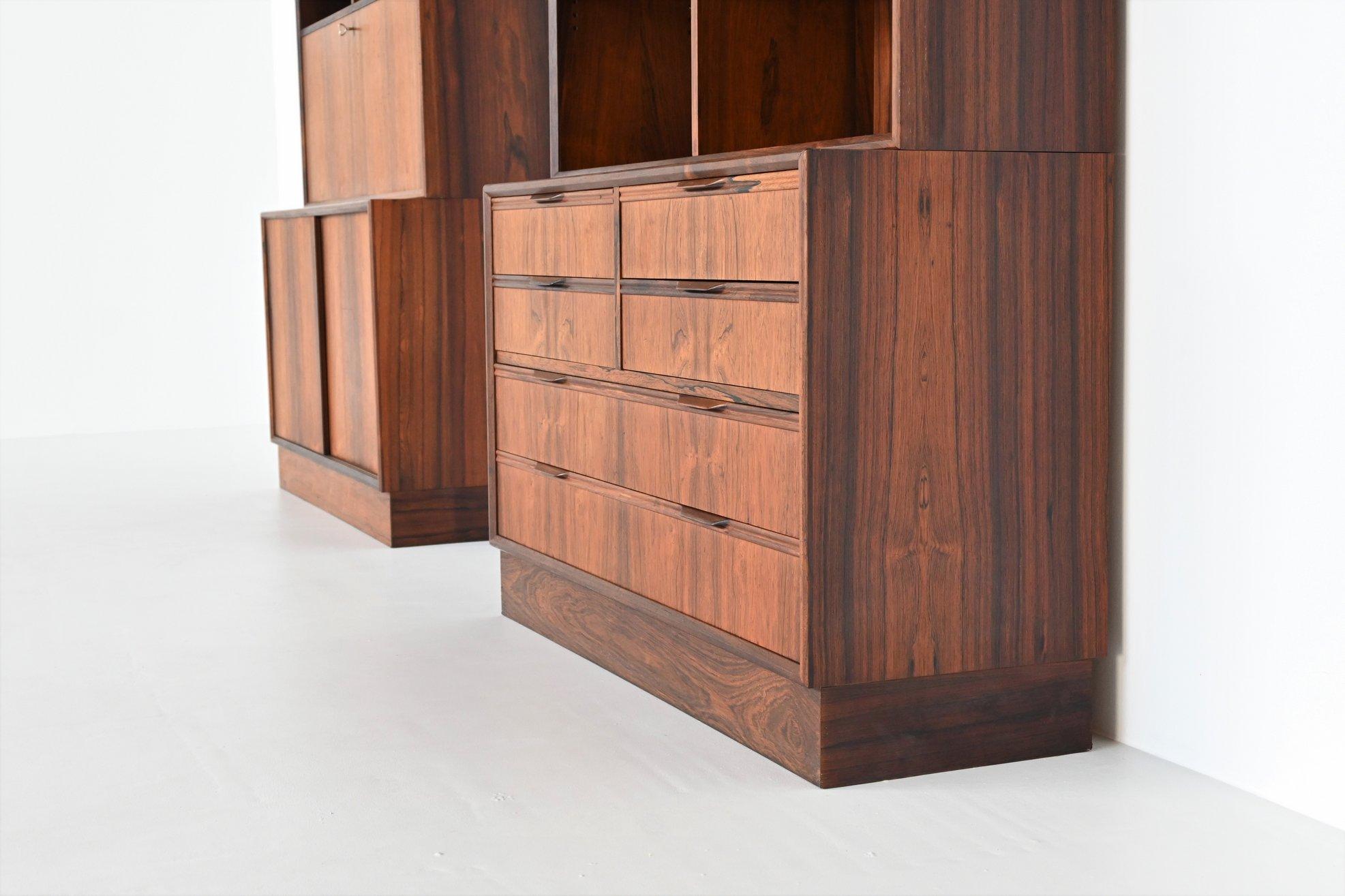 Scandinavian pair of bookcases in rosewood Denmark 1960 3