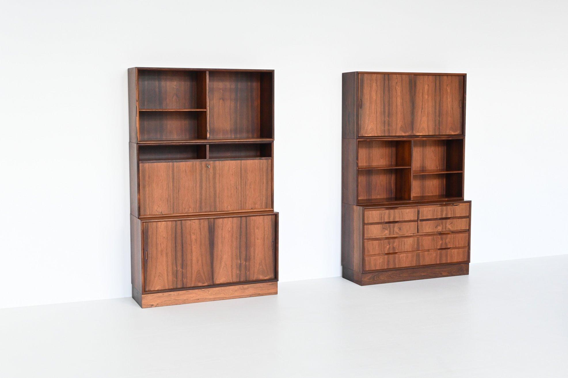 Mid-Century Modern Scandinavian pair of bookcases in rosewood Denmark 1960