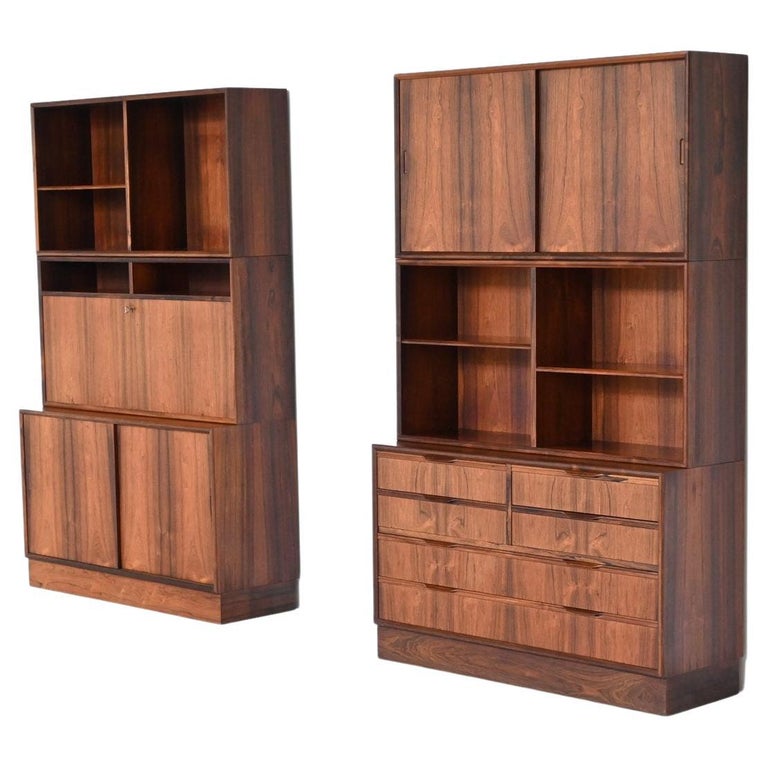 Scandinavian pair of bookcases in rosewood Denmark 1960 For Sale