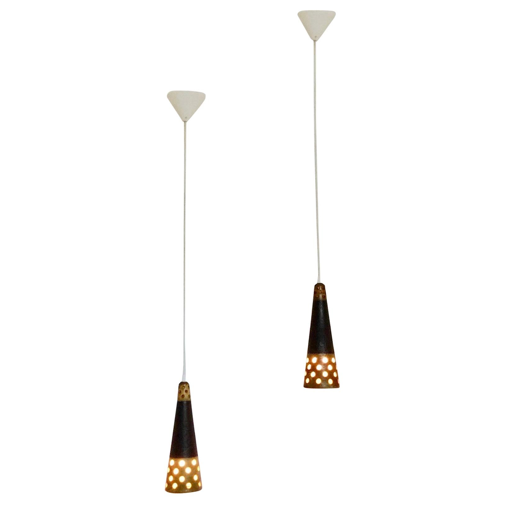 Scandinavian Pair Of Ceramic Hanging Lamps, circa 1960, Denmark