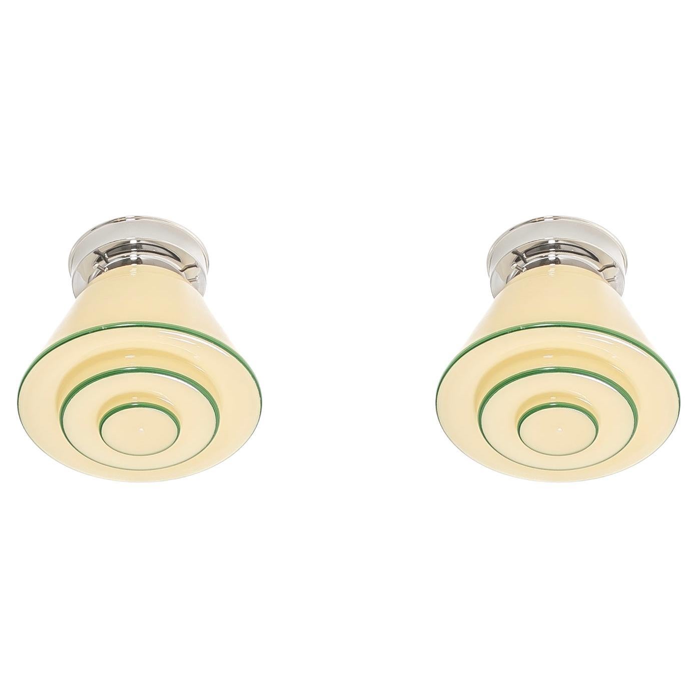 Scandinavian Pair of Flush Mount Ceiling Lights, 1950s For Sale