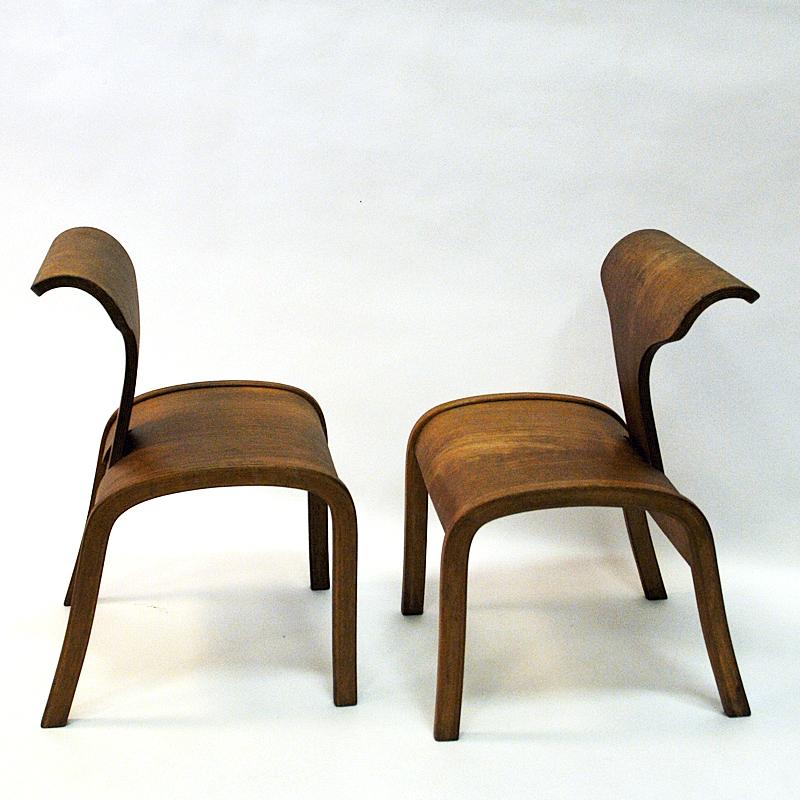 Mid-20th Century Scandinavian Pair of Great Vintage Design Childrens Wood Chairs 1950s