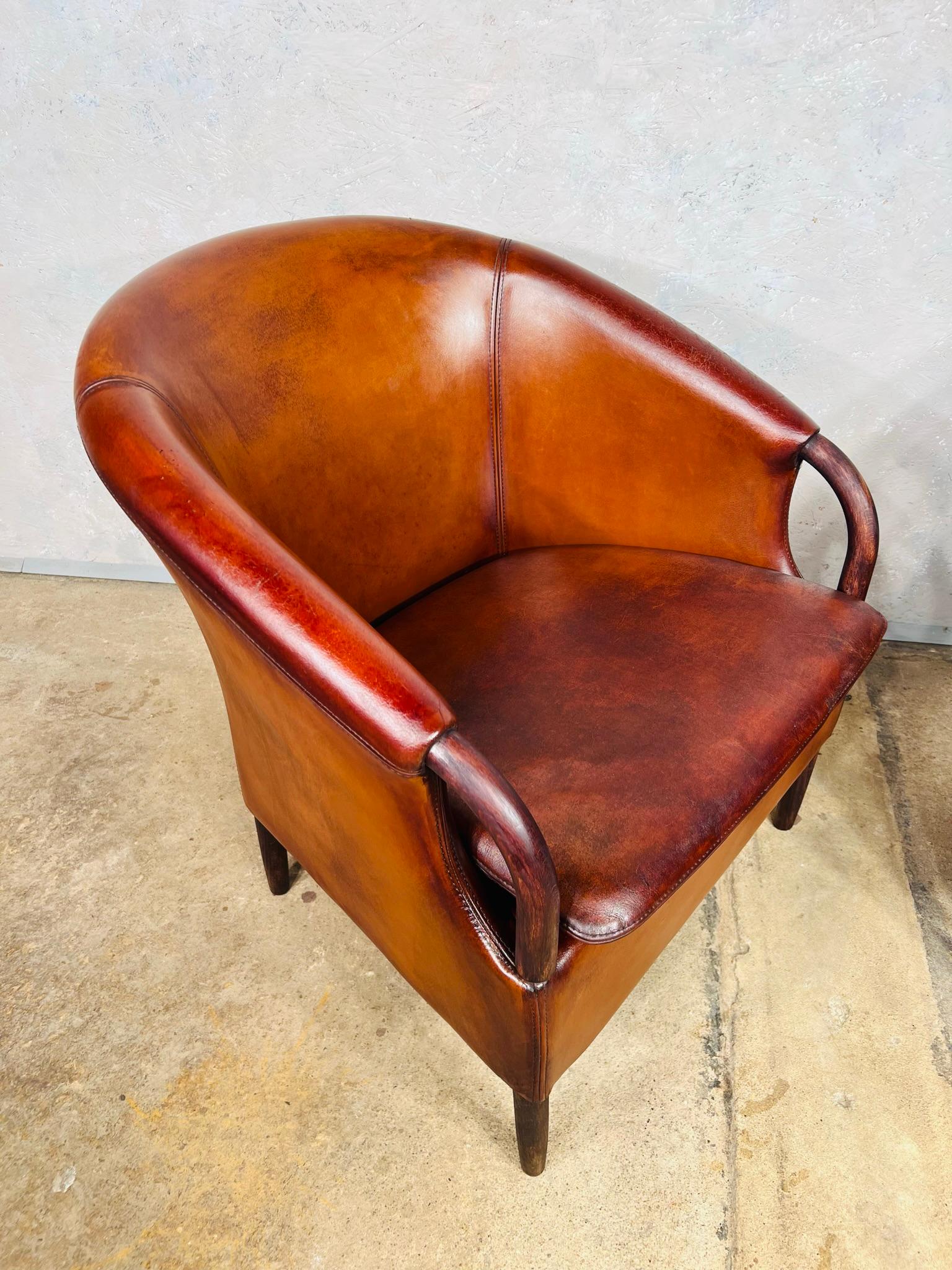 Scandinavian Pair of Jeki Leather Tub Chairs 1970s For Sale at 1stDibs