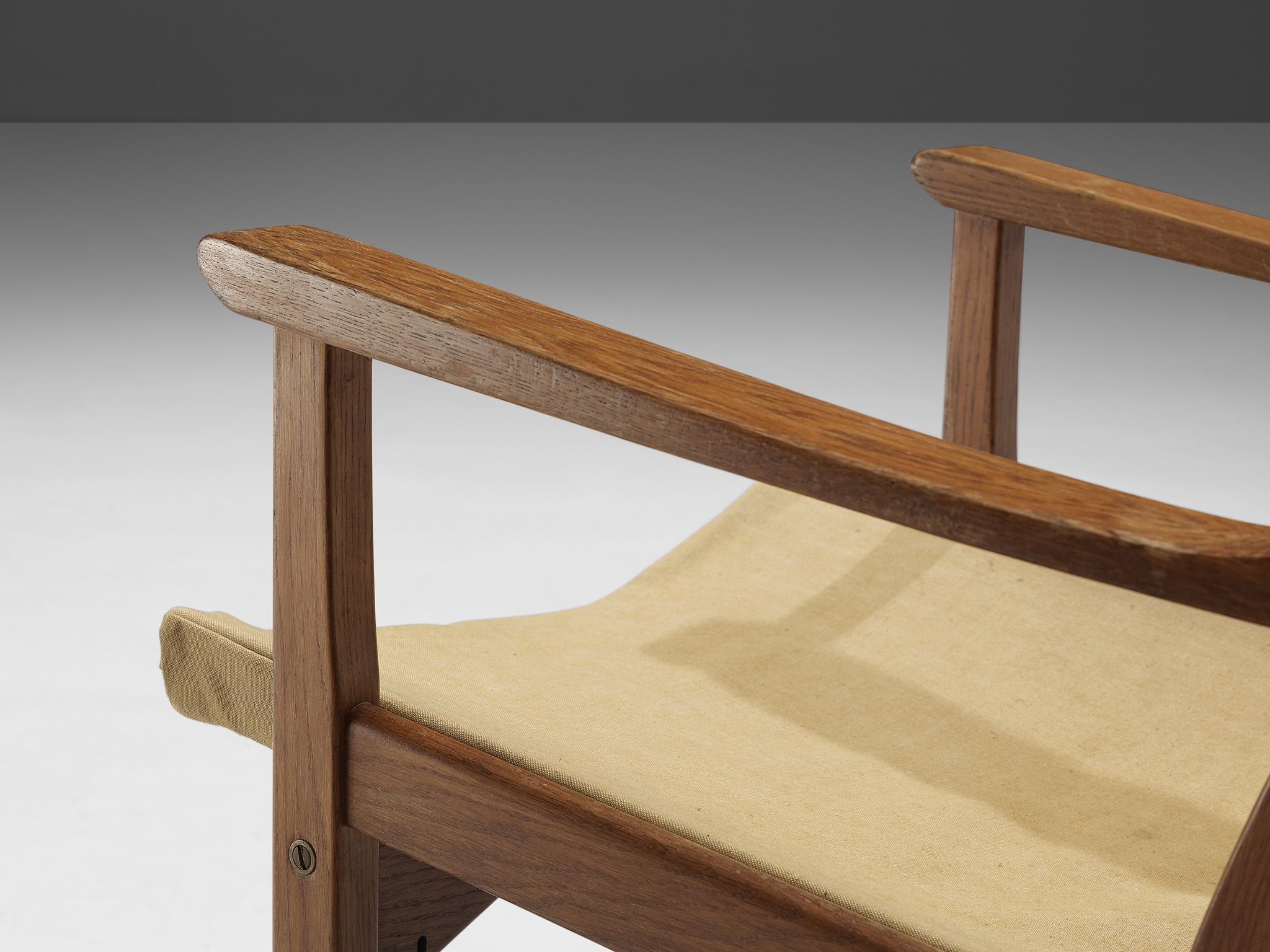 Carl Malmsten & Yngve Ekström Pair of 'Caryngo' Chairs in Oak and Canvas For Sale 4