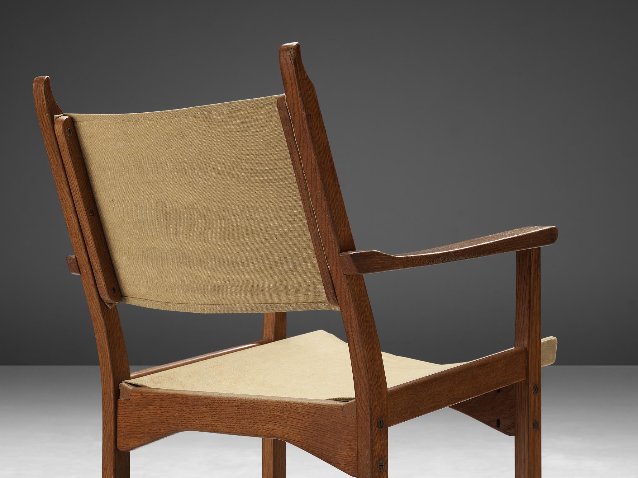 Scandinavian Modern Carl Malmsten & Yngve Ekström Pair of 'Caryngo' Chairs in Oak and Canvas For Sale