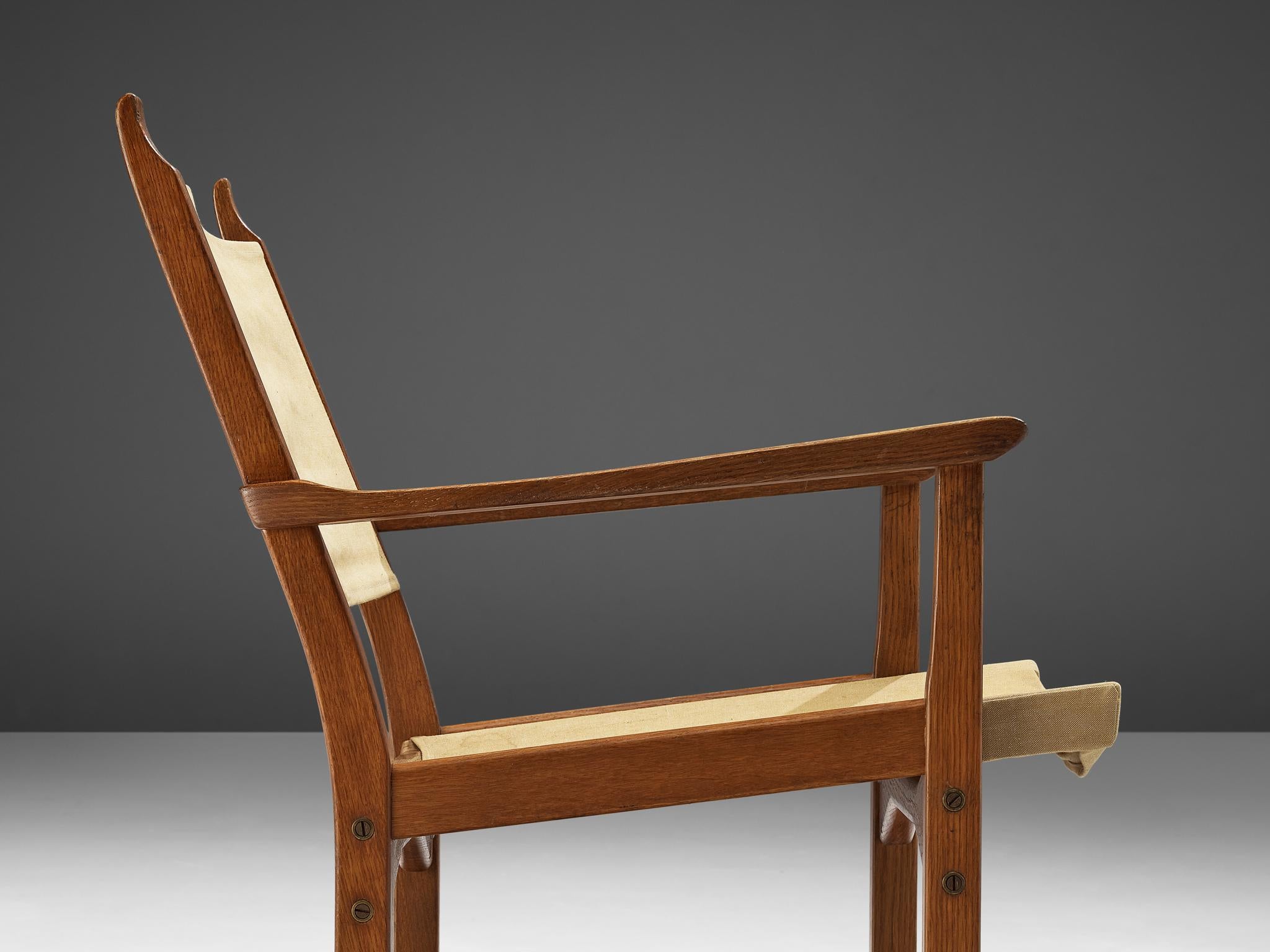 Carl Malmsten & Yngve Ekström Pair of 'Caryngo' Chairs in Oak and Canvas For Sale 1