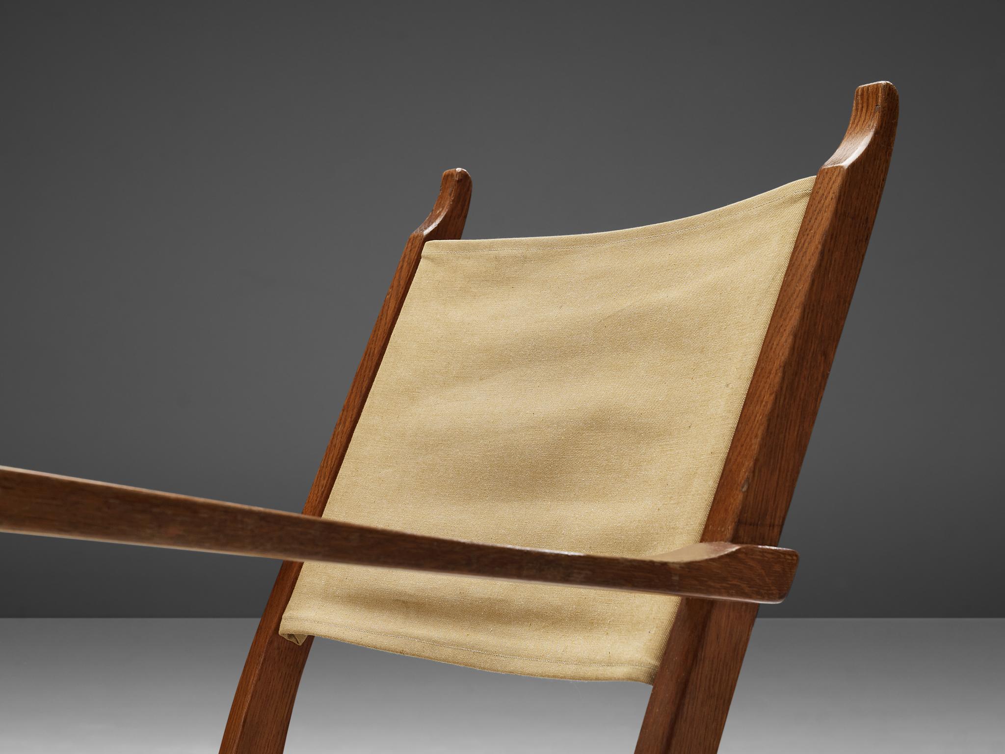 Carl Malmsten & Yngve Ekström Pair of 'Caryngo' Chairs in Oak and Canvas For Sale 3