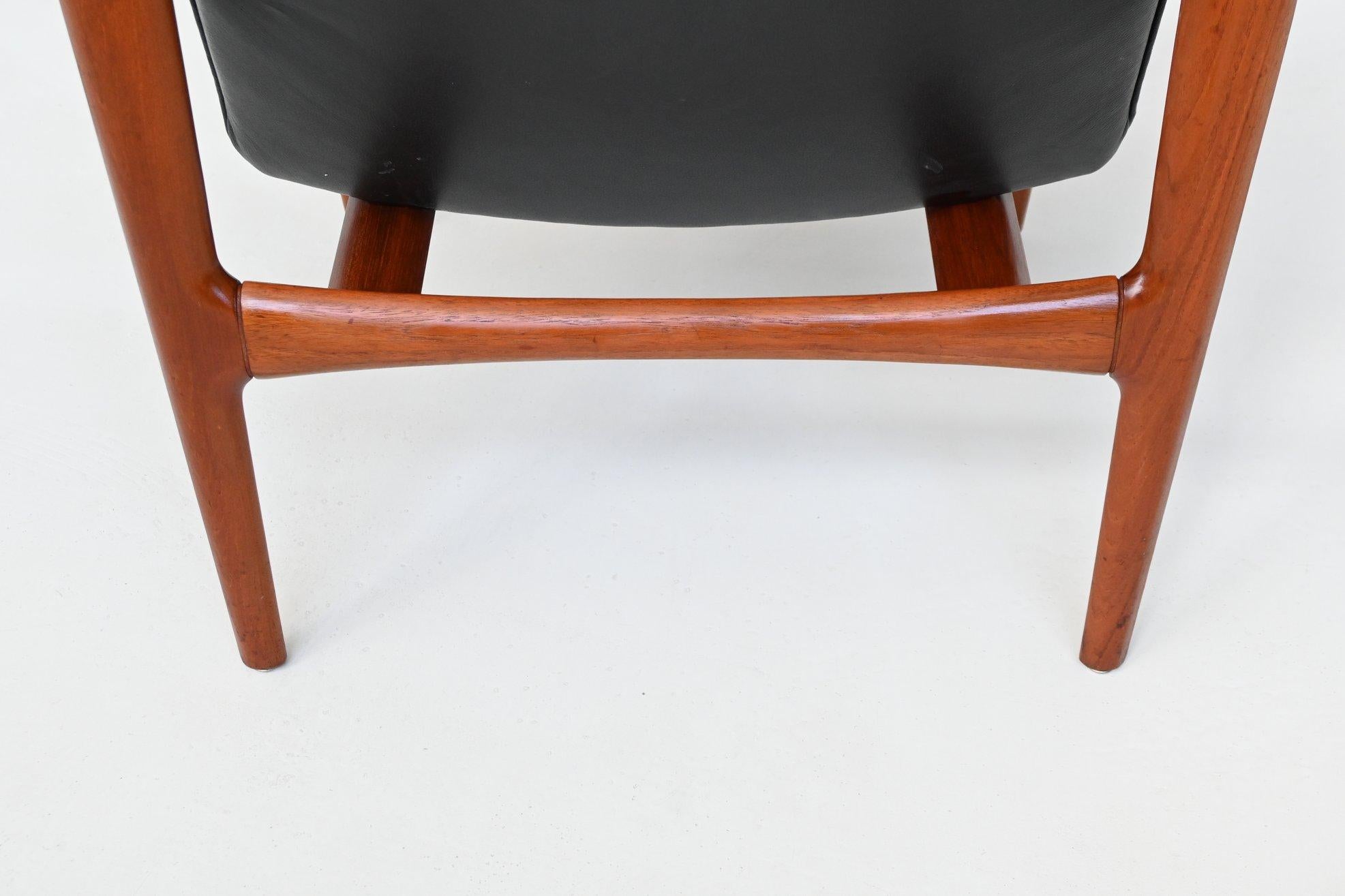 Scandinavian pair of lounge chairs in teak and leather Westnofa Norway 1960 im Angebot 11