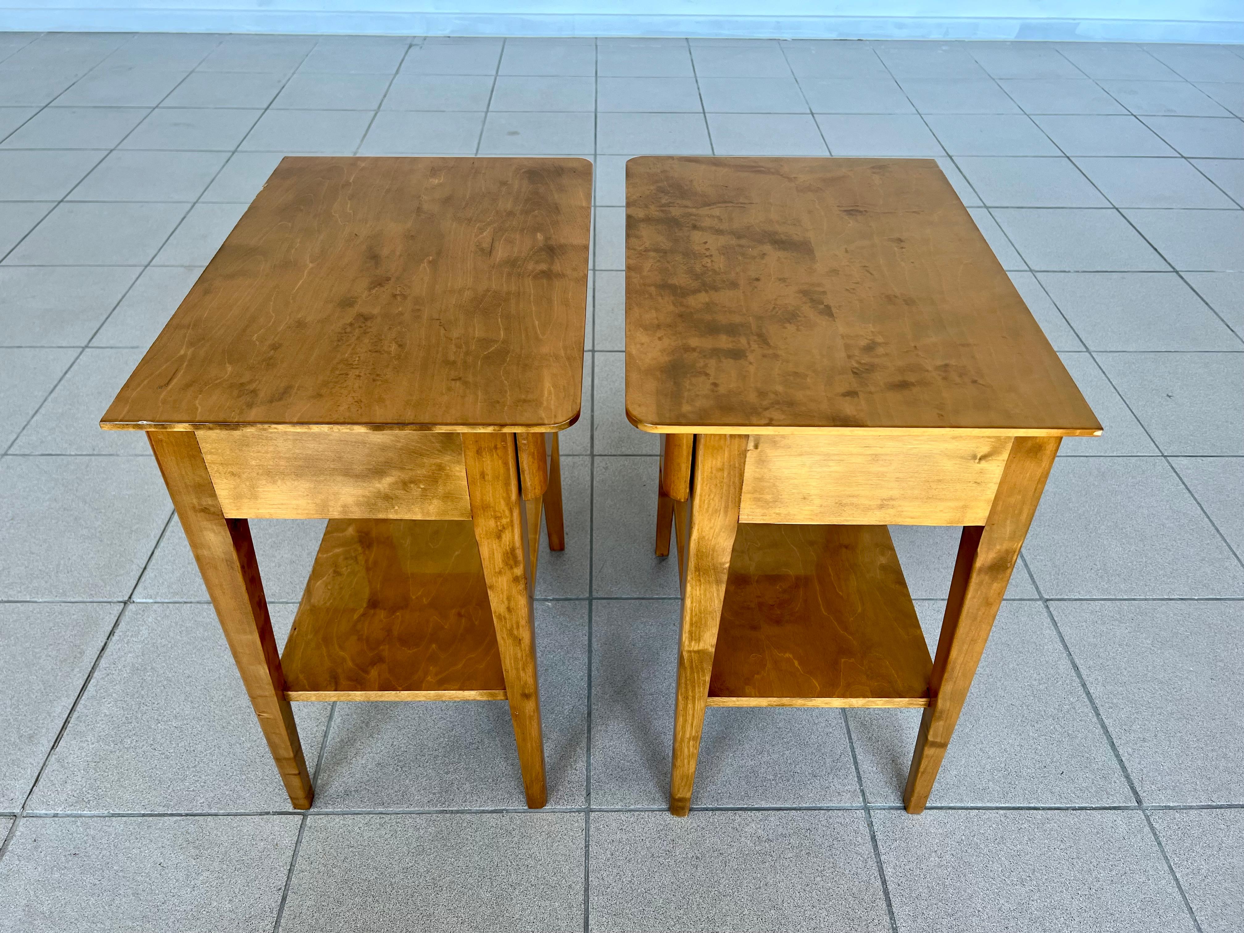 Scandinavian Pair of Mid-Century Modern Two Tier Side Cabinets or Nightstands 7