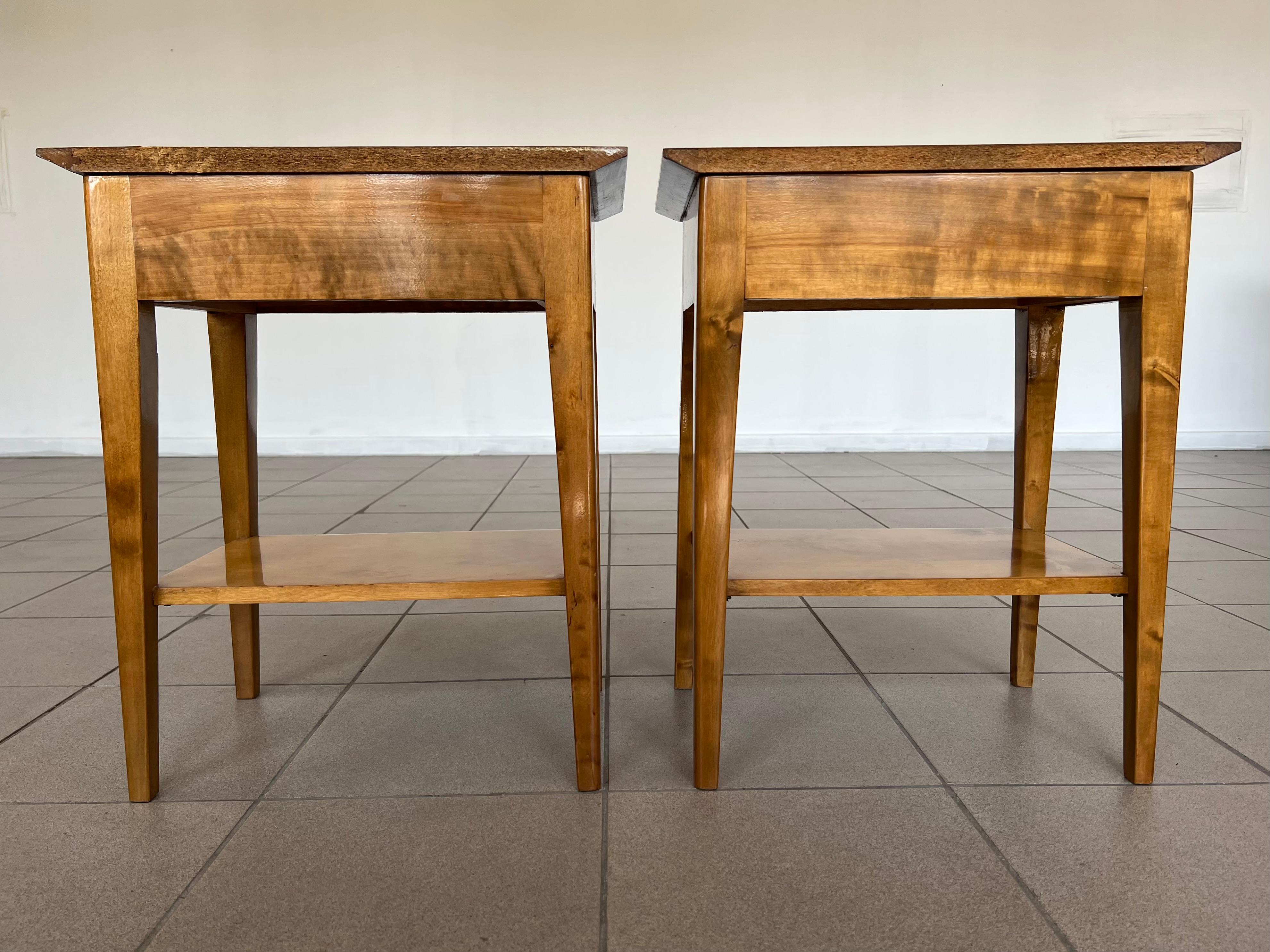 Scandinavian Pair of Mid-Century Modern Two Tier Side Cabinets or Nightstands 8