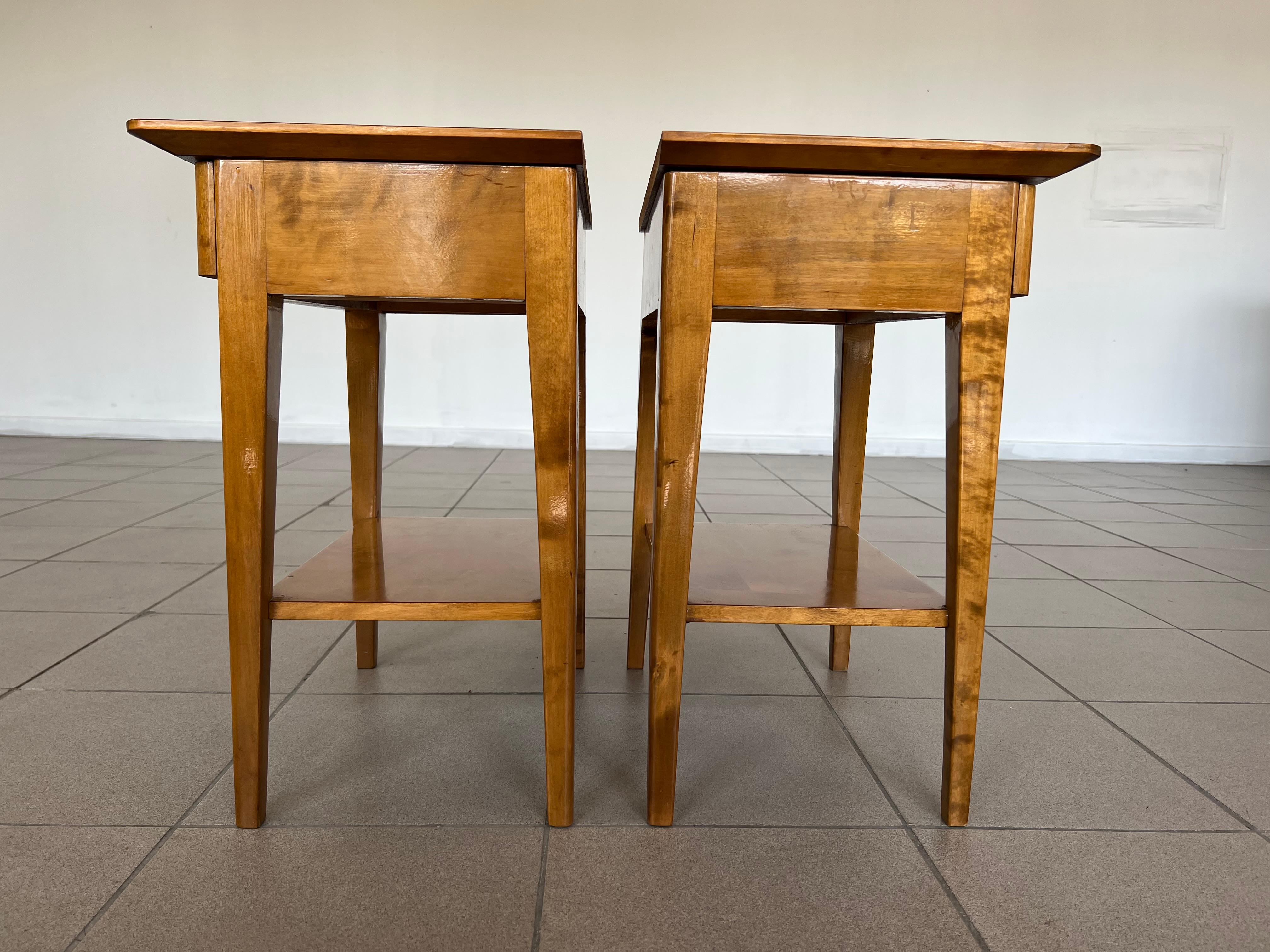 Scandinavian Pair of Mid-Century Modern Two Tier Side Cabinets or Nightstands 9