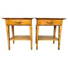 Scandinavian Pair of Mid-Century Modern Two Tier Side Cabinets or Nightstands