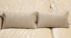Scandinavian Pair of Modern Rectangular Velvet White/Silver/Cream Pillows