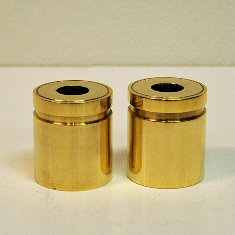 Scandinavian Pair of Small Classic Brass Candlestick Holders, 1960s (Poliert)