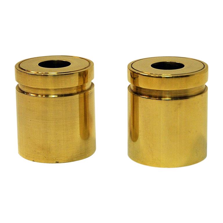 Scandinavian Pair of Small Classic Brass Candlestick Holders, 1960s