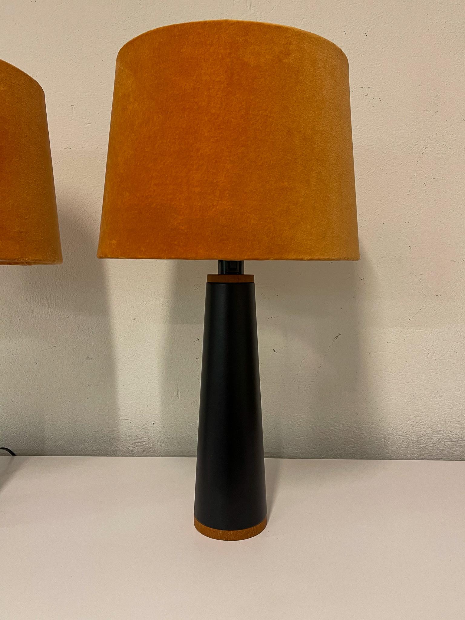 Faux Leather Scandinavian Modern Pair of Table Lamps Luxus, Sweden, 1970s