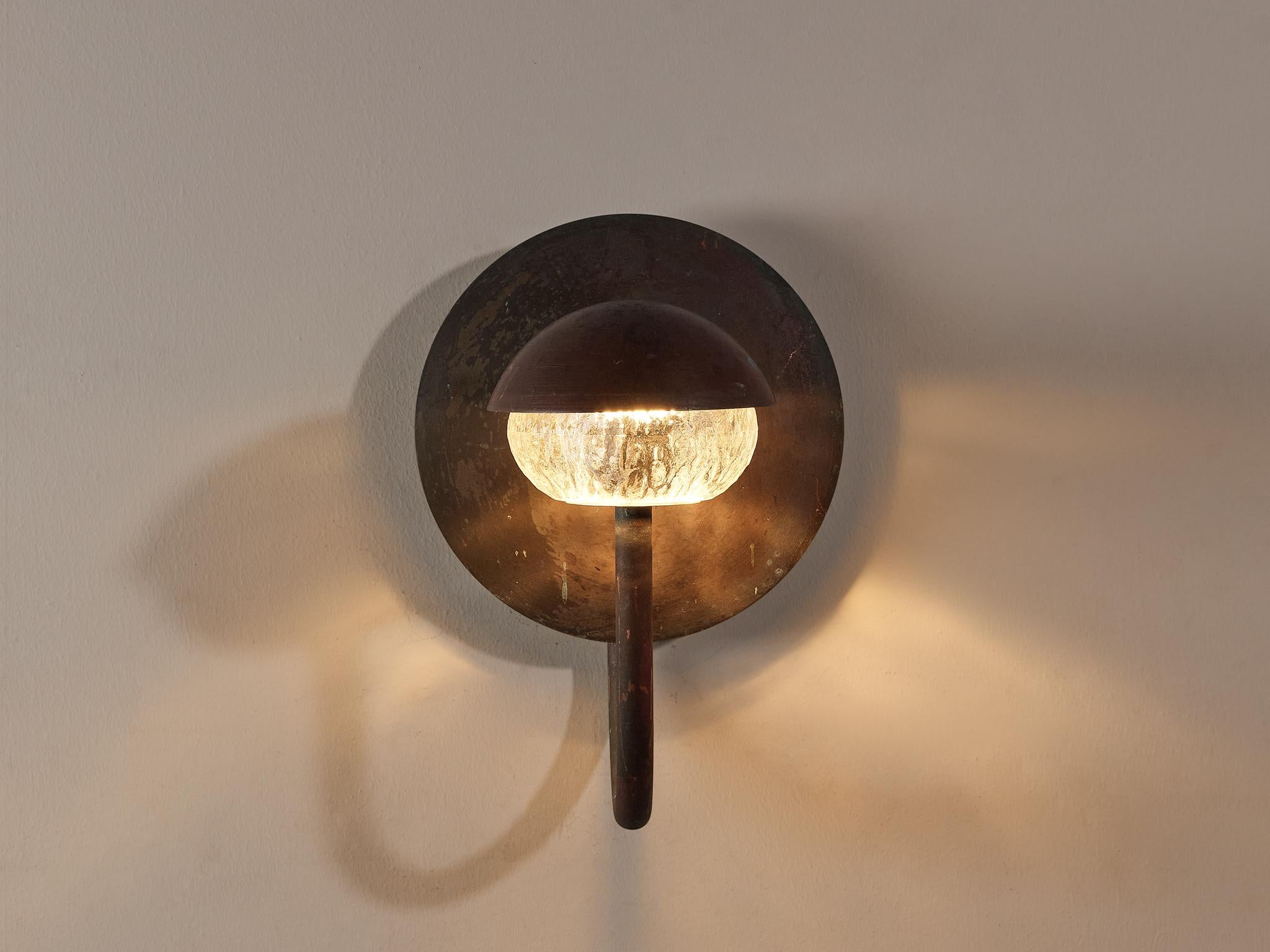 Mid-Century Modern Scandinavian Pair of Wall Lights in Patinated Copper