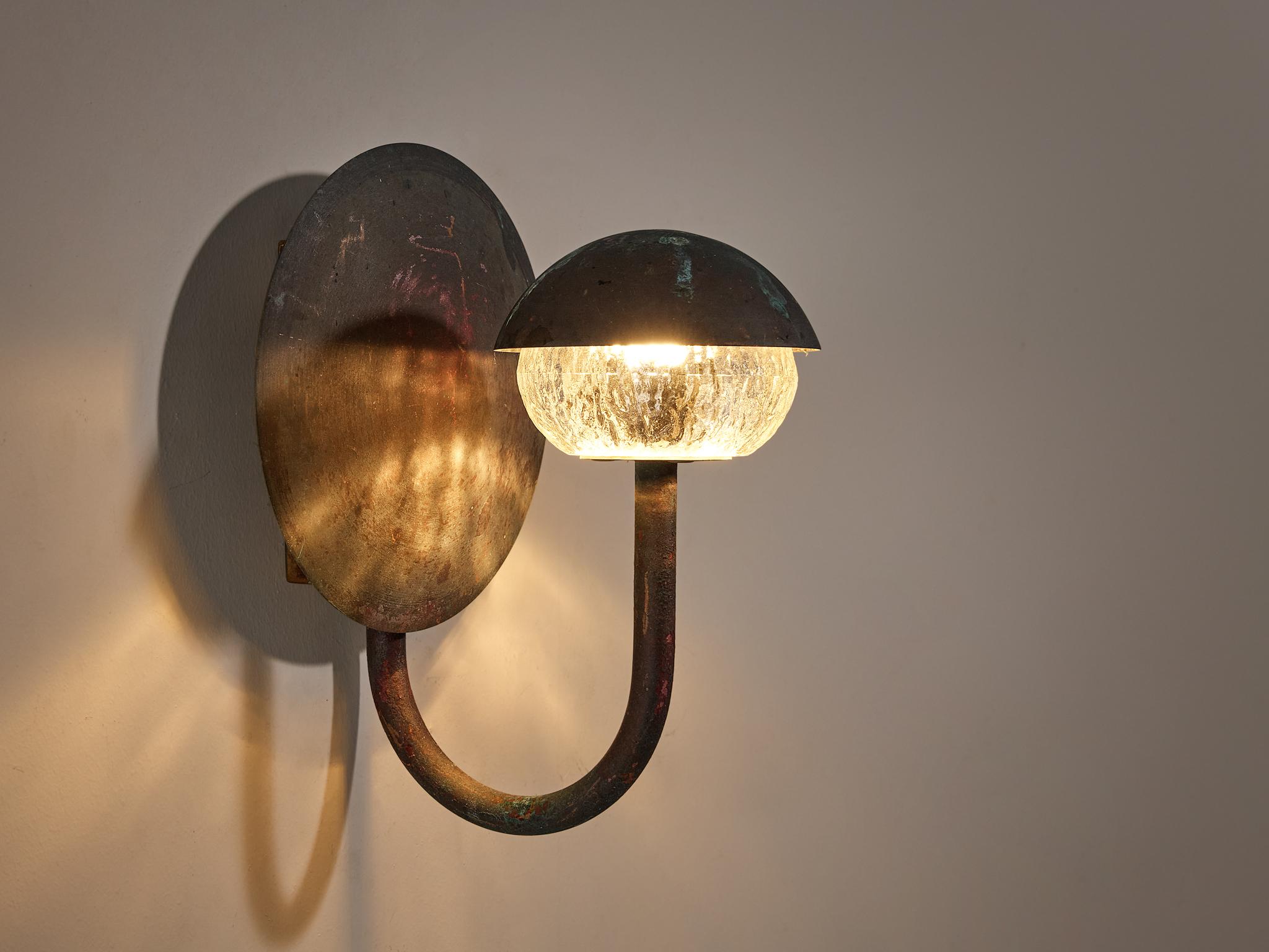 Mid-20th Century Scandinavian Pair of Wall Lights in Patinated Copper