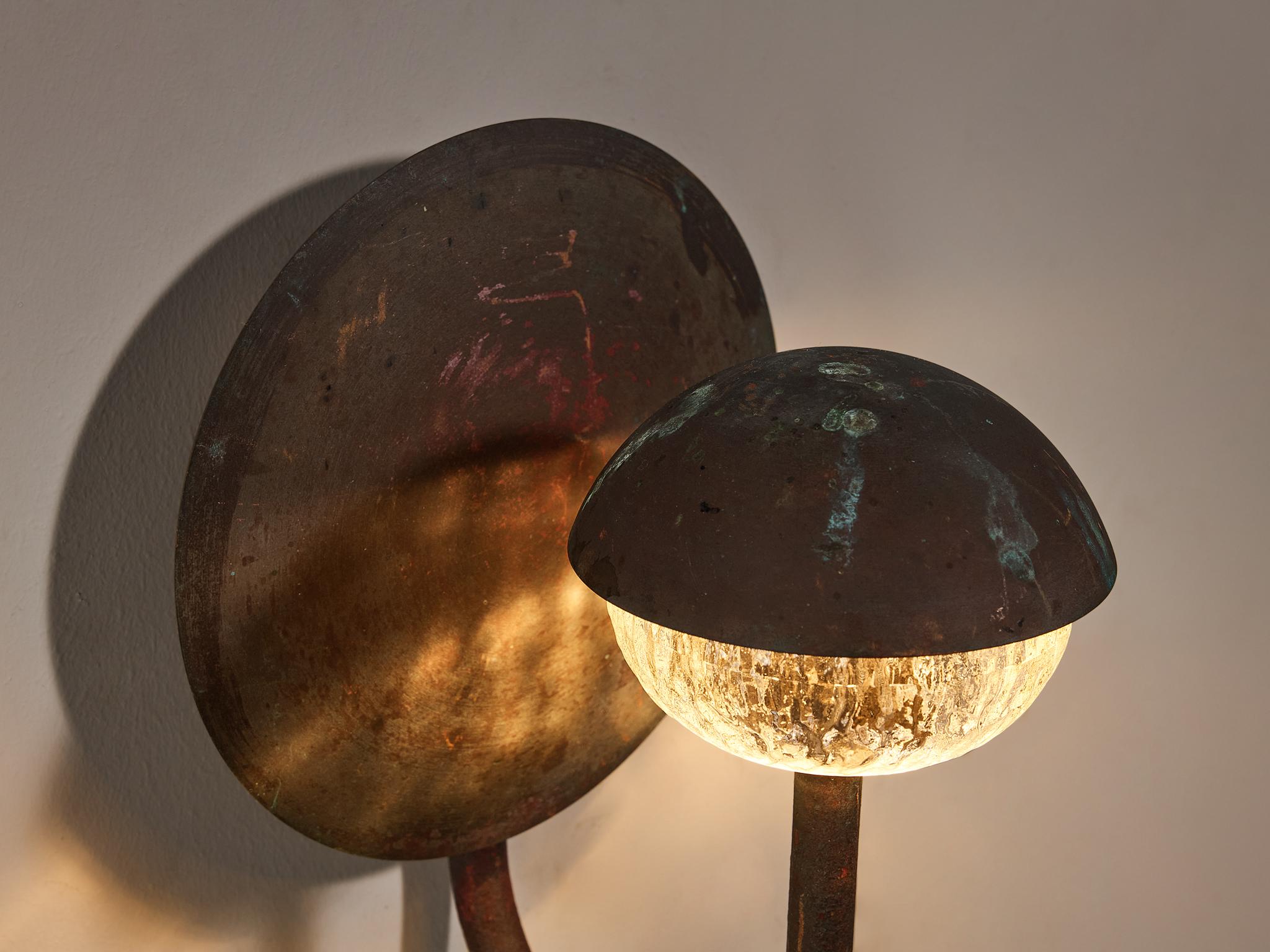 Scandinavian Pair of Wall Lights in Patinated Copper 2