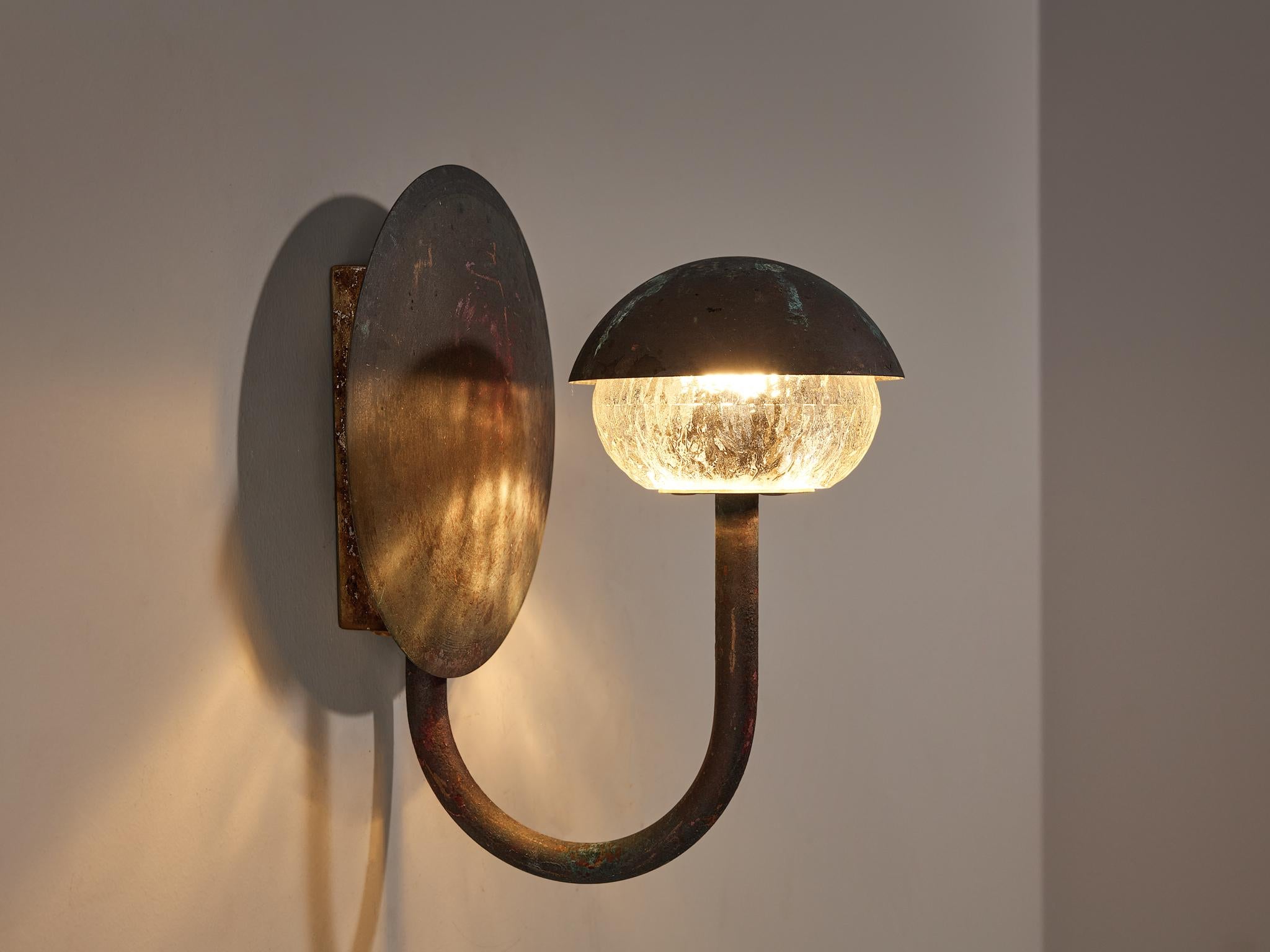 Scandinavian Pair of Wall Lights in Patinated Copper 3