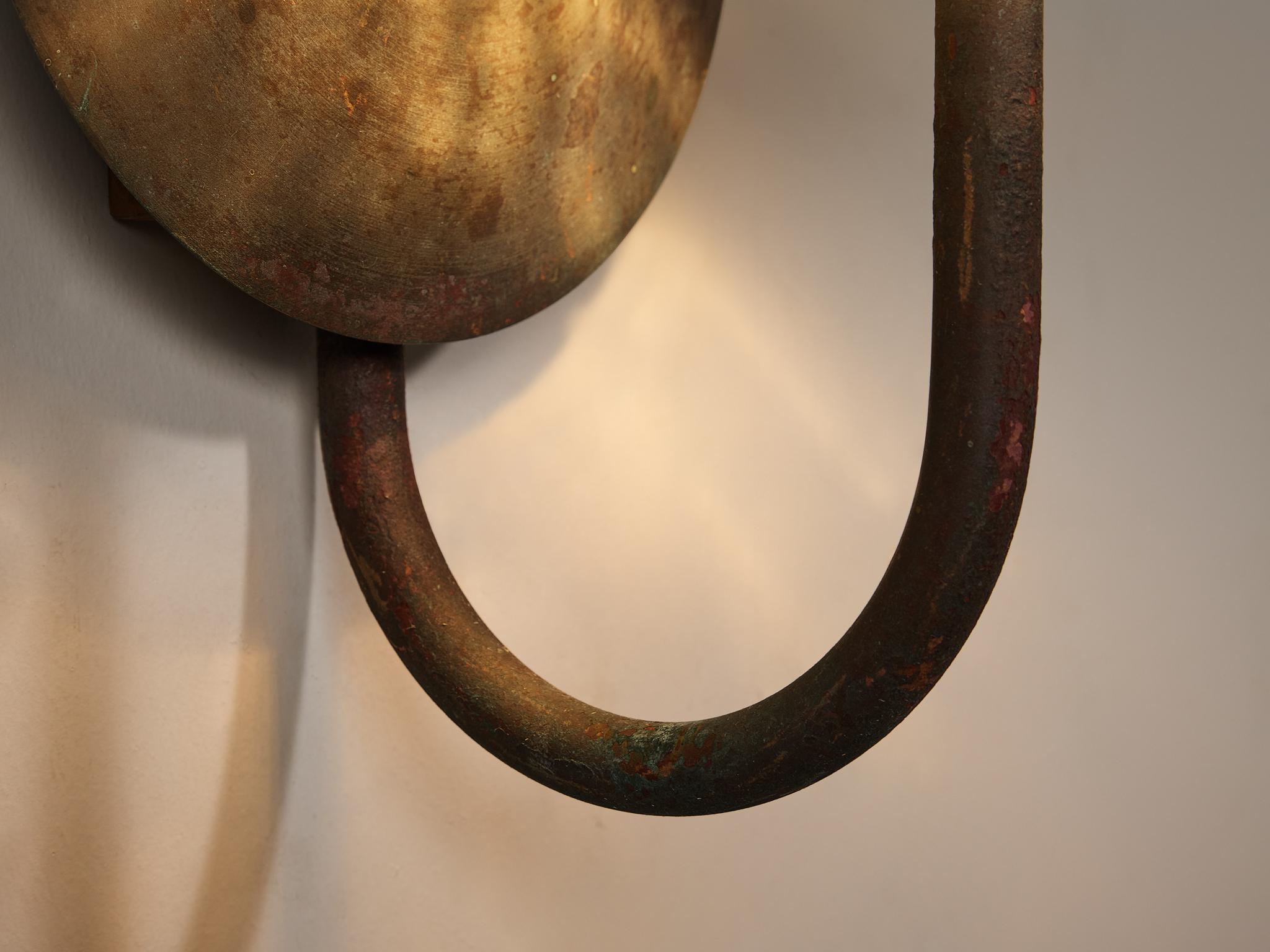 Scandinavian Pair of Wall Lights in Patinated Copper 4