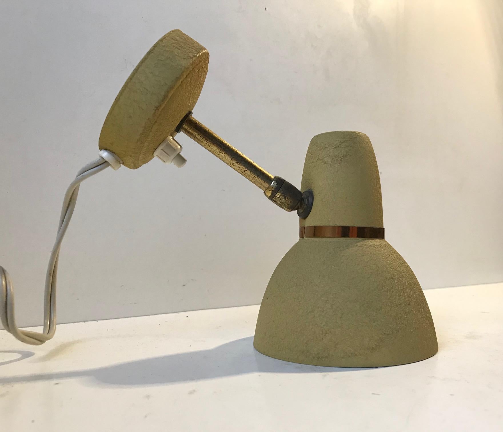 Scandinavian Modern Scandinavian Pastel Yellow Wall Lamp in Brass and Alu, 1950s For Sale