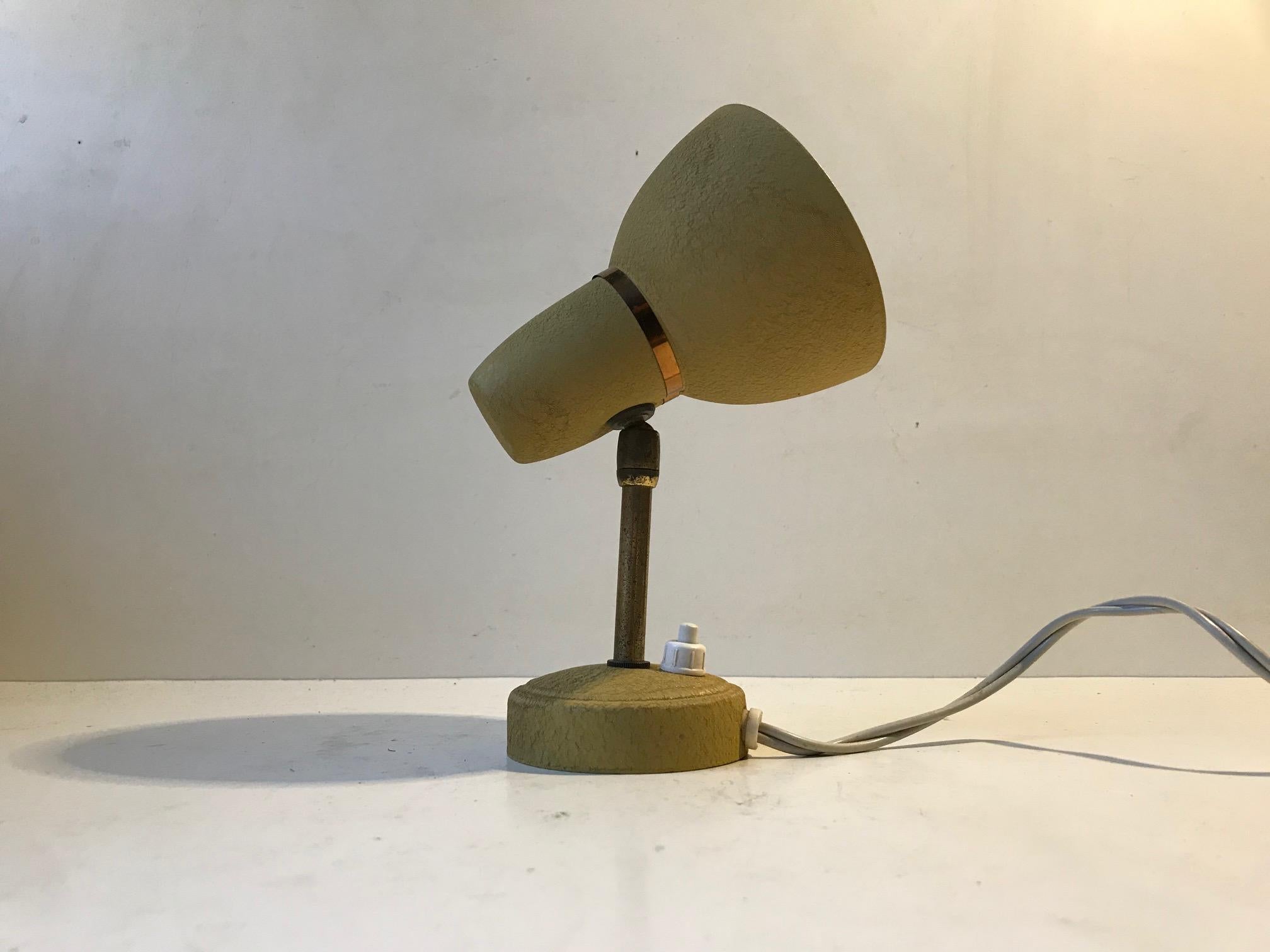 Mid-20th Century Scandinavian Pastel Yellow Wall Lamp in Brass and Alu, 1950s For Sale
