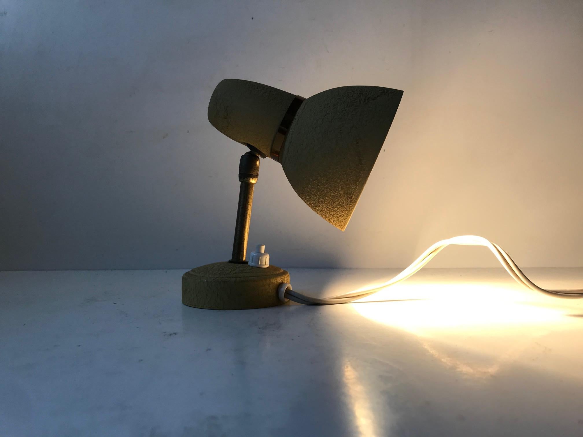 Aluminum Scandinavian Pastel Yellow Wall Lamp in Brass and Alu, 1950s For Sale