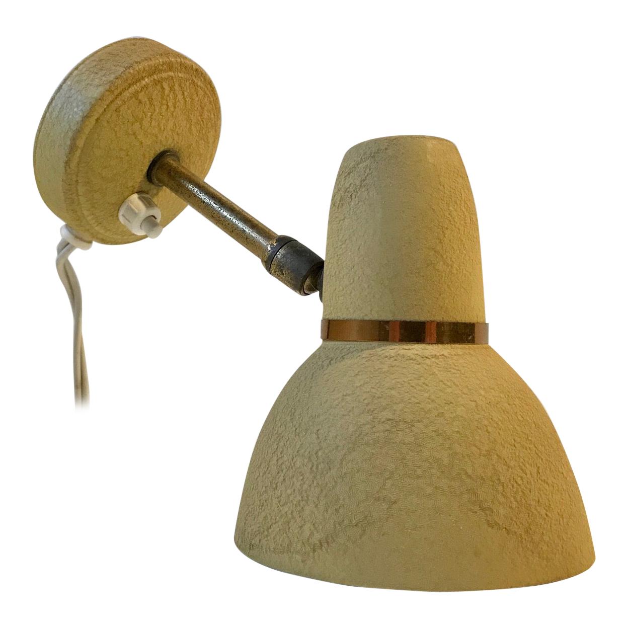 Scandinavian Pastel Yellow Wall Lamp in Brass and Alu, 1950s