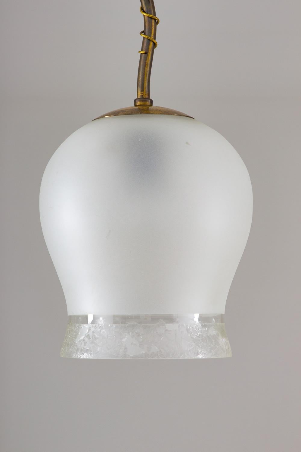 20th Century Scandinavian Pendant in Brass and Glass, Swedish Modern, 1940s