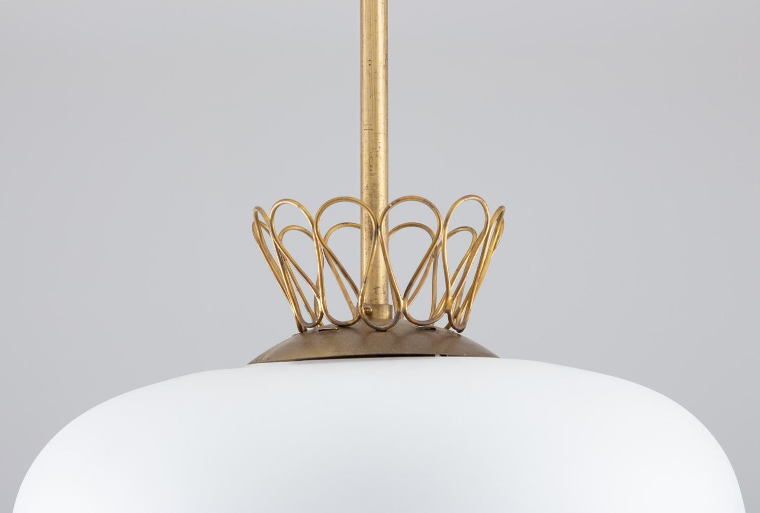 Scandinavian Pendant in Brass and Glass, Swedish Modern, 1940s 1