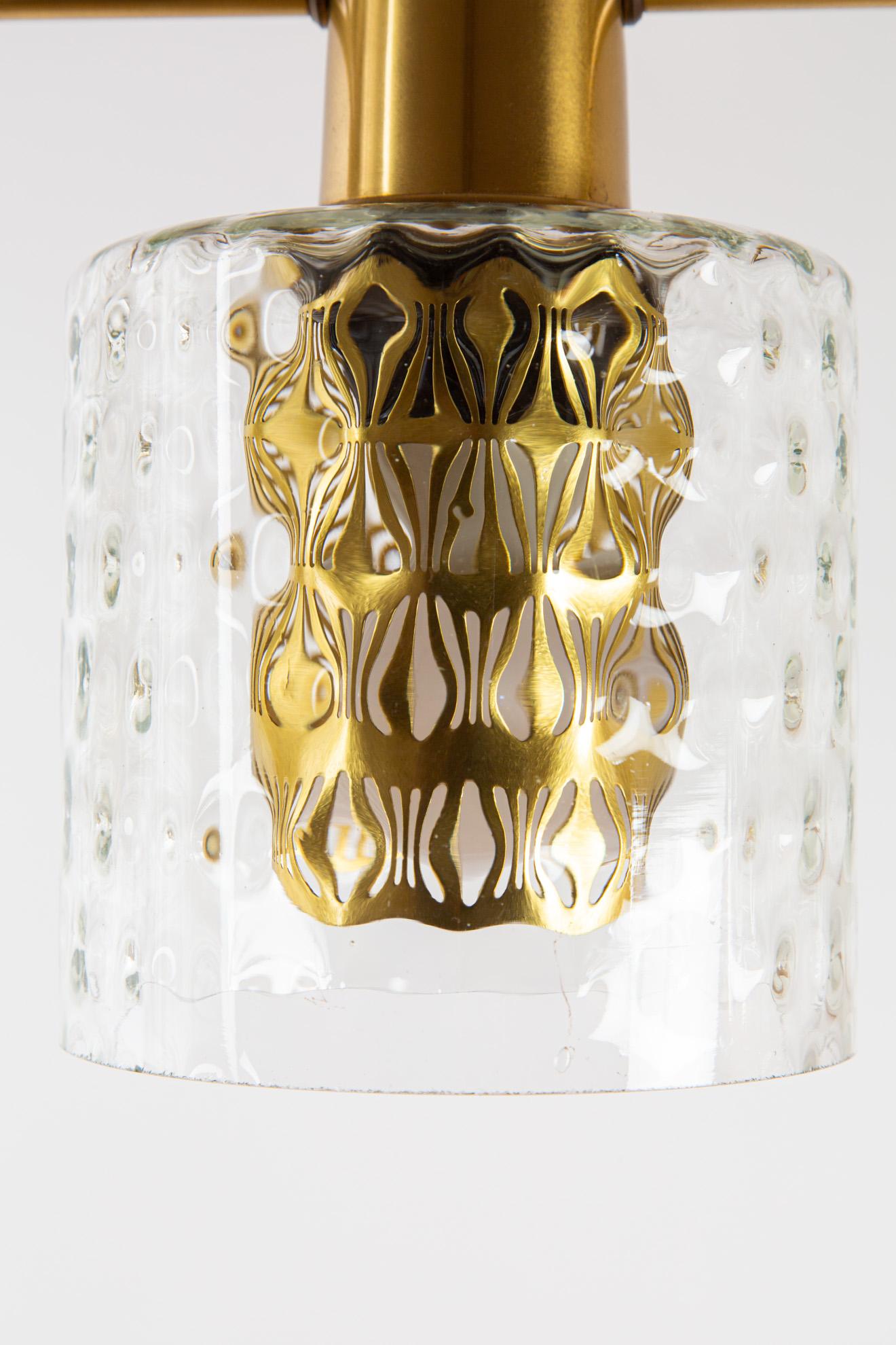 Scandinavian Modern Hans Agne Jakobsson Scandinavian Pendant Lamp with Brass and Glass For Sale