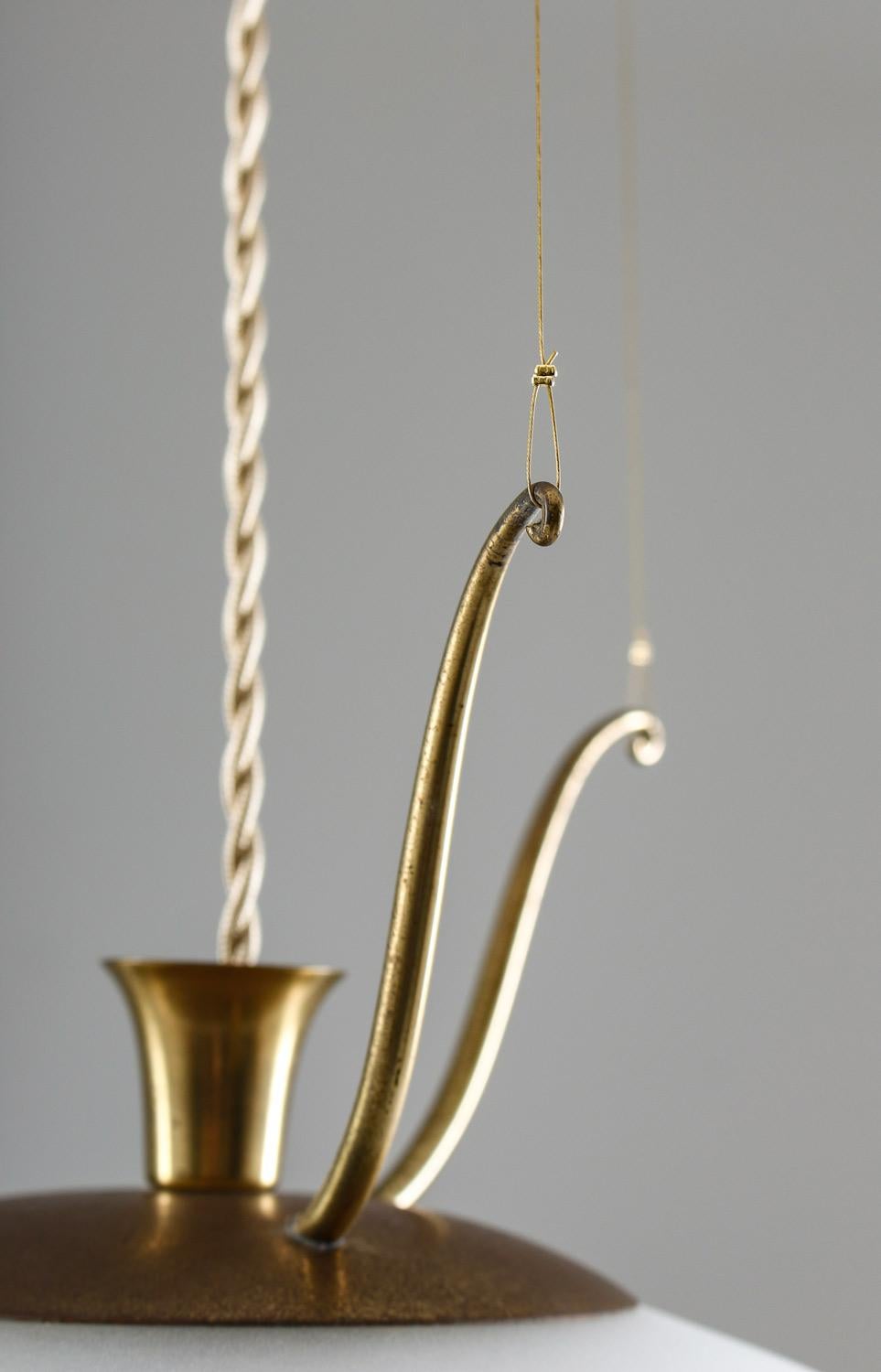 Scandinavian Pendants in Brass and Glass, Swedish Modern, 1940s 4