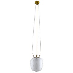 Scandinavian Pendants in Brass and Glass, Swedish Modern, 1940s