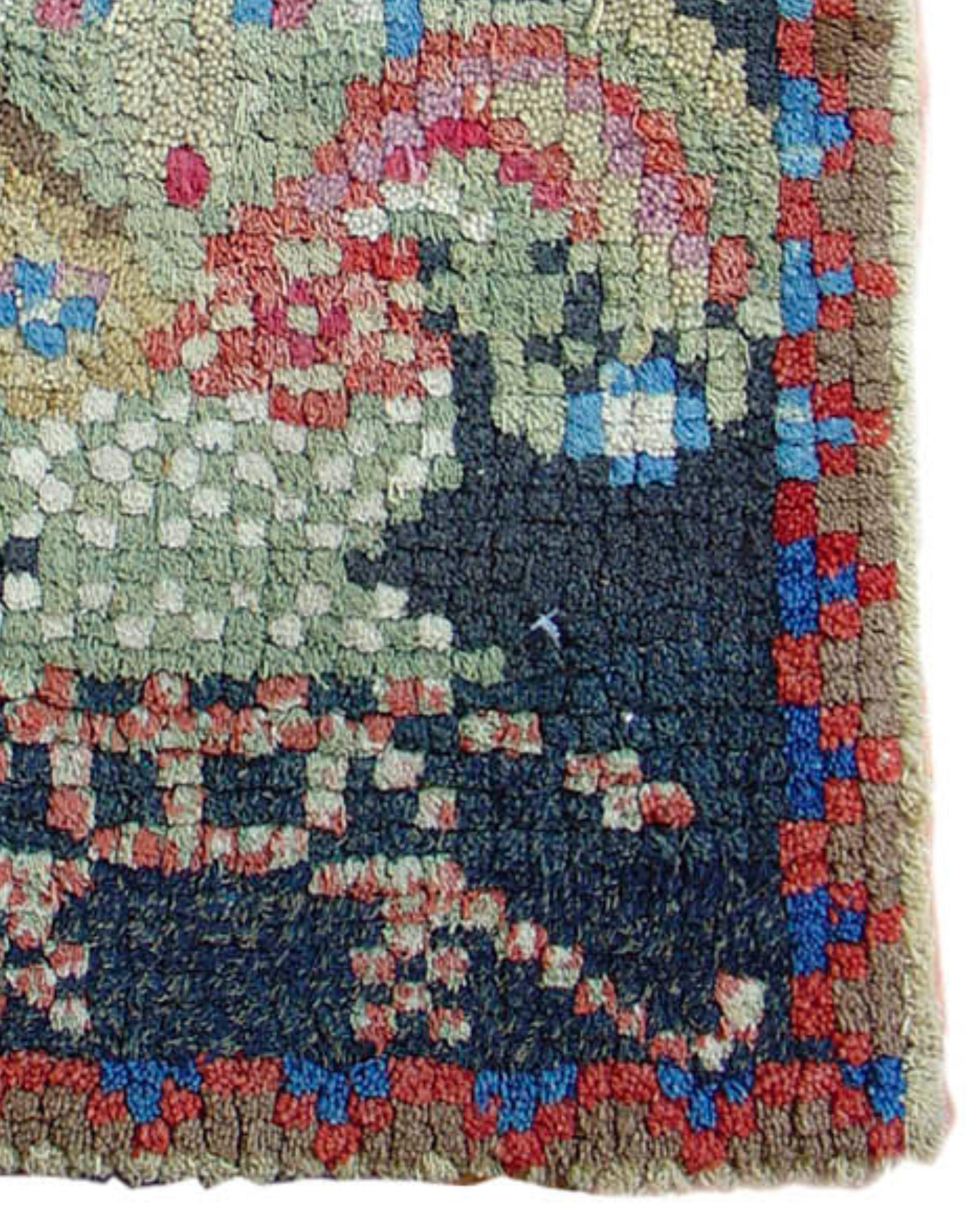 Hand-Knotted Scandinavian Pile Mat, 19th Century For Sale
