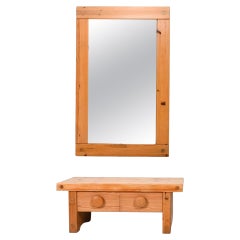 Scandinavian Pine Hall Bench & Mirror by Ruben Ward for AB Nybrofabriken Fröseke