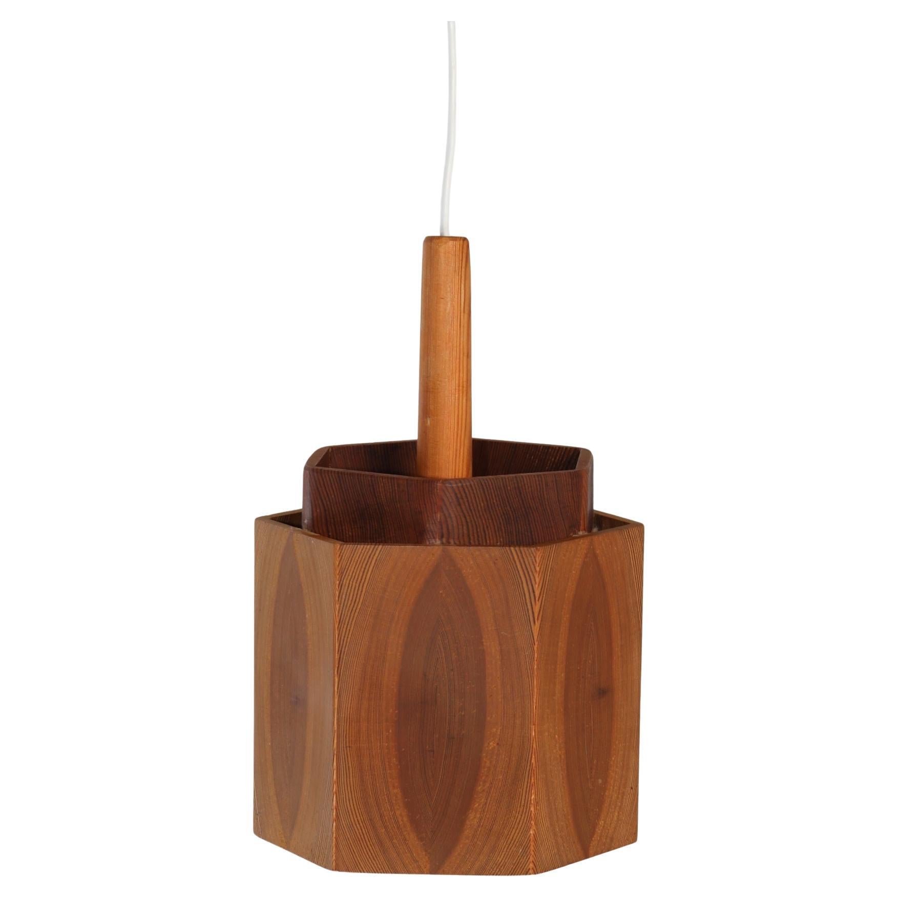 Scandinavian Pine Pendant Lamp, 1960s For Sale