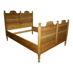 Antique Scandinavian Pine Queen Bed Frame, circa 1930