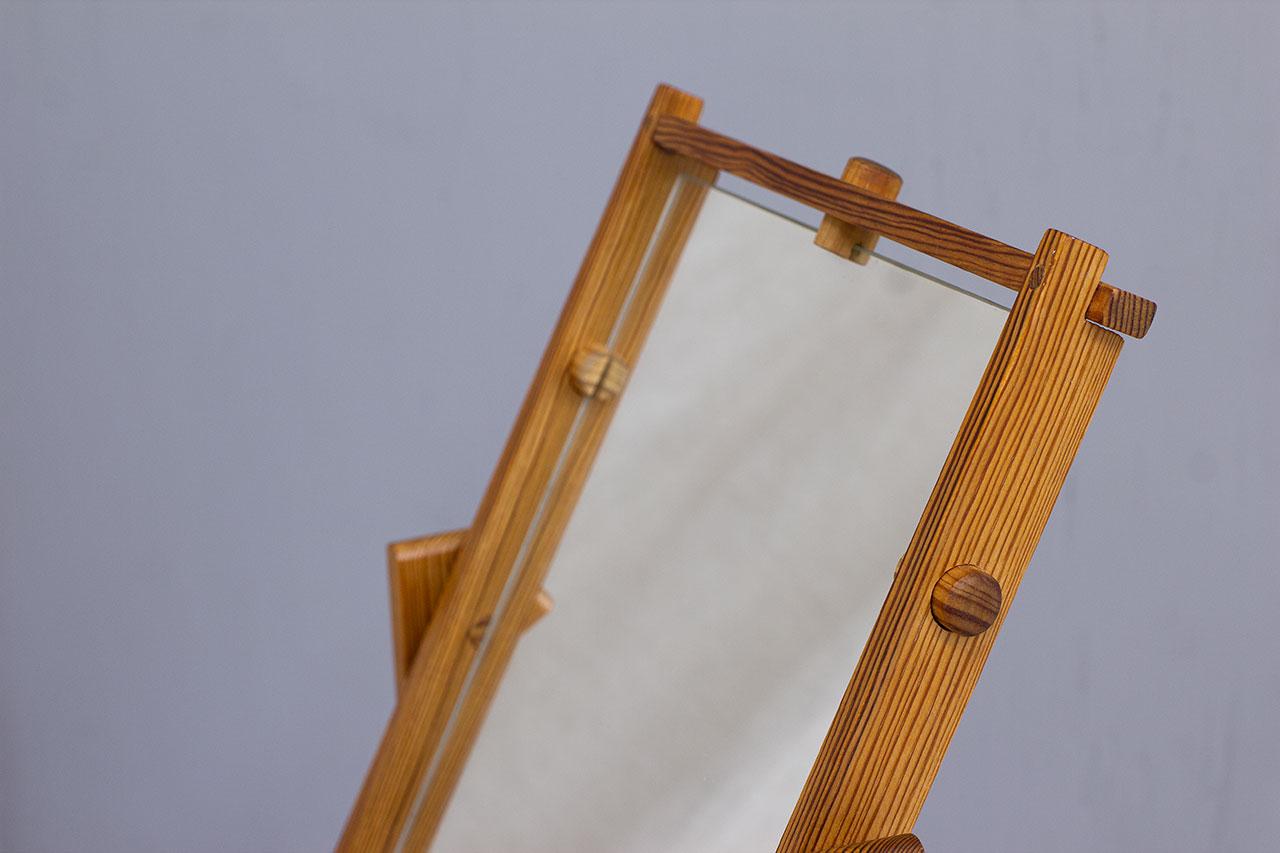 Mid-20th Century Scandinavian Pine Table Mirror, Vanity from the 1960s For Sale