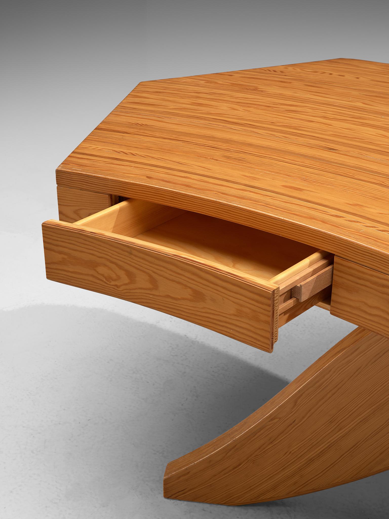 Scandinavian Pine Table with Curved Table Top 2