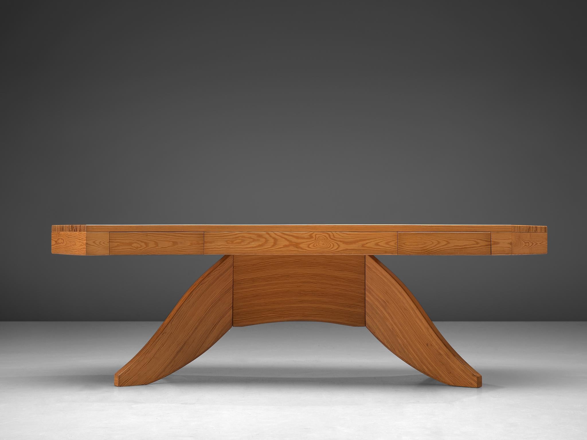 Scandinavian Modern Scandinavian Pine Table with Curved Table Top