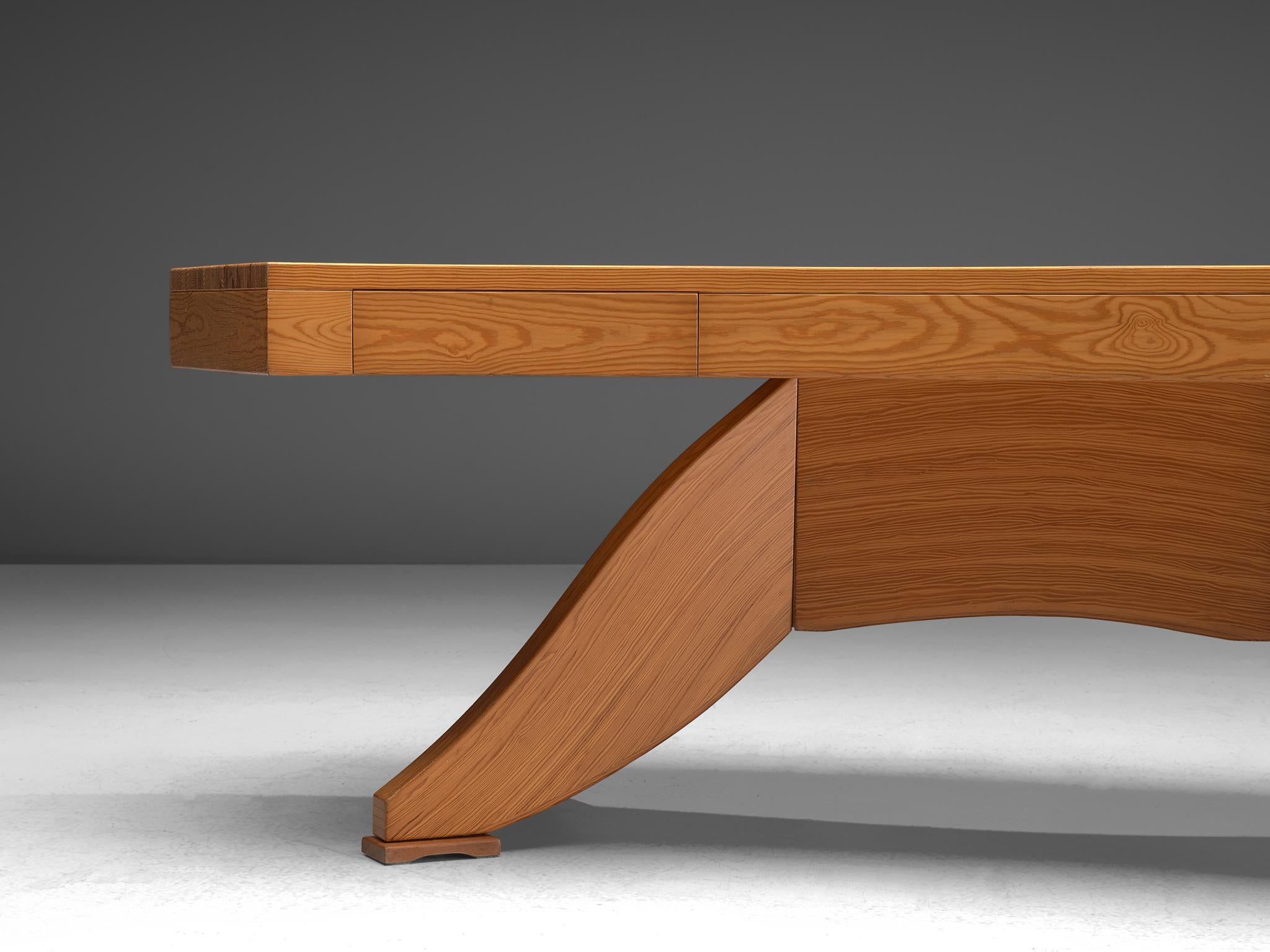 Scandinavian Pine Table with Curved Table Top 2