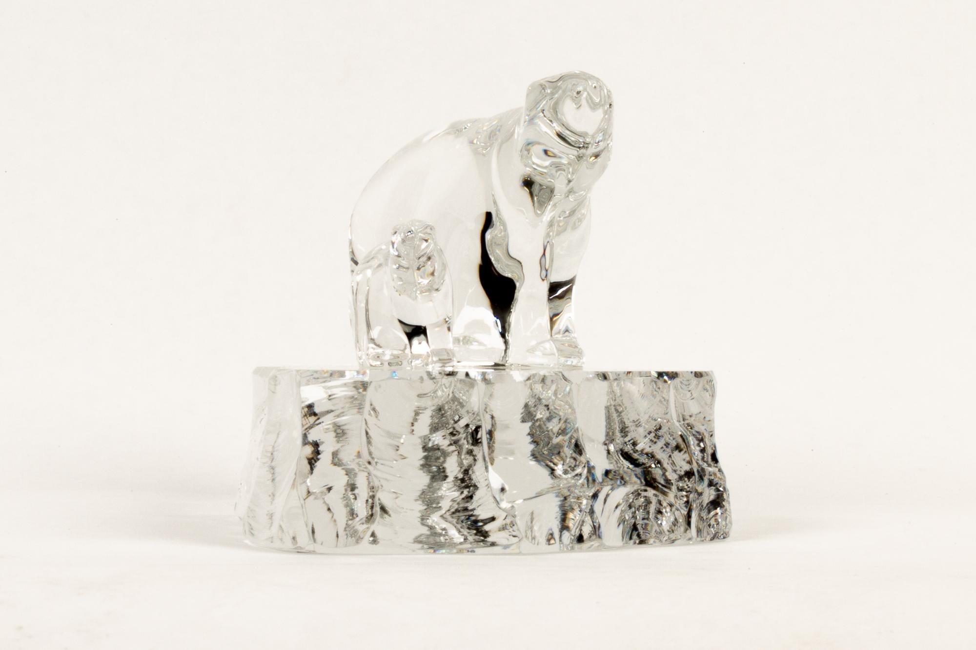 Scandinavian Polar Bear Crystal Figurine by Willy Johanson for Hadeland 1