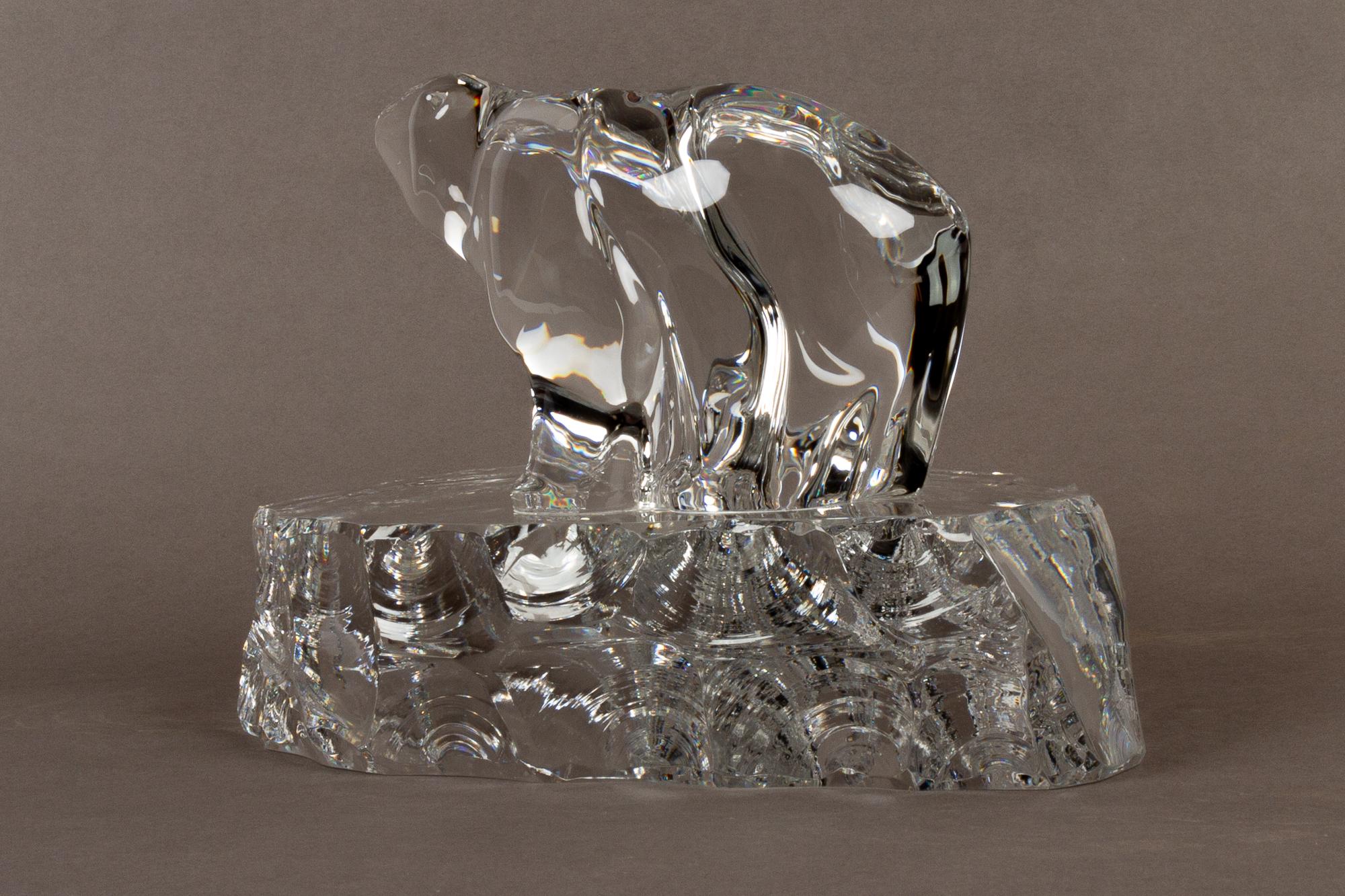 Scandinavian Polar Bear Crystal Figurine by Willy Johanson for Hadeland 7