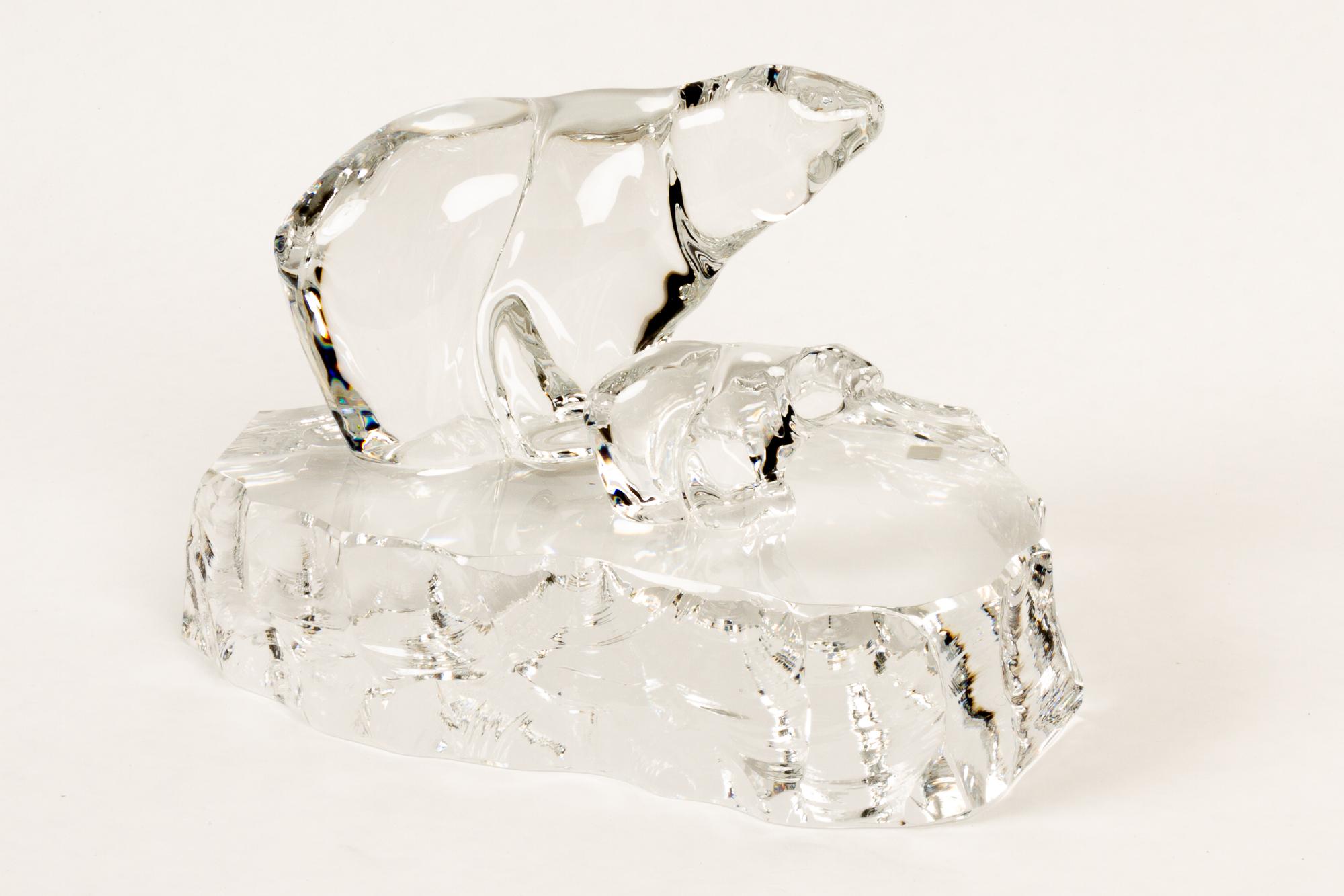 Mid-Century Modern Scandinavian Polar Bear Crystal Figurine by Willy Johanson for Hadeland