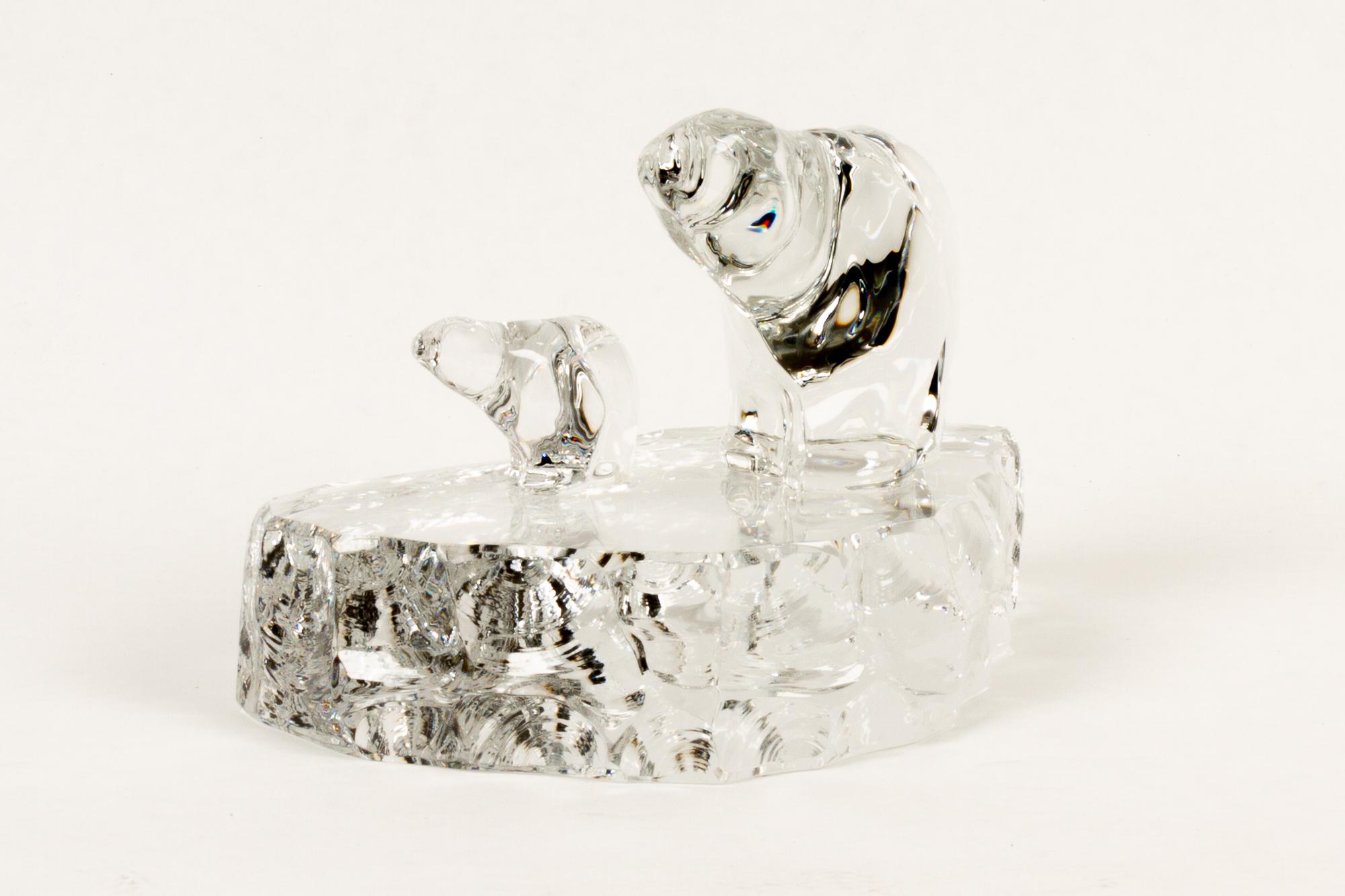 20th Century Scandinavian Polar Bear Crystal Figurine by Willy Johanson for Hadeland